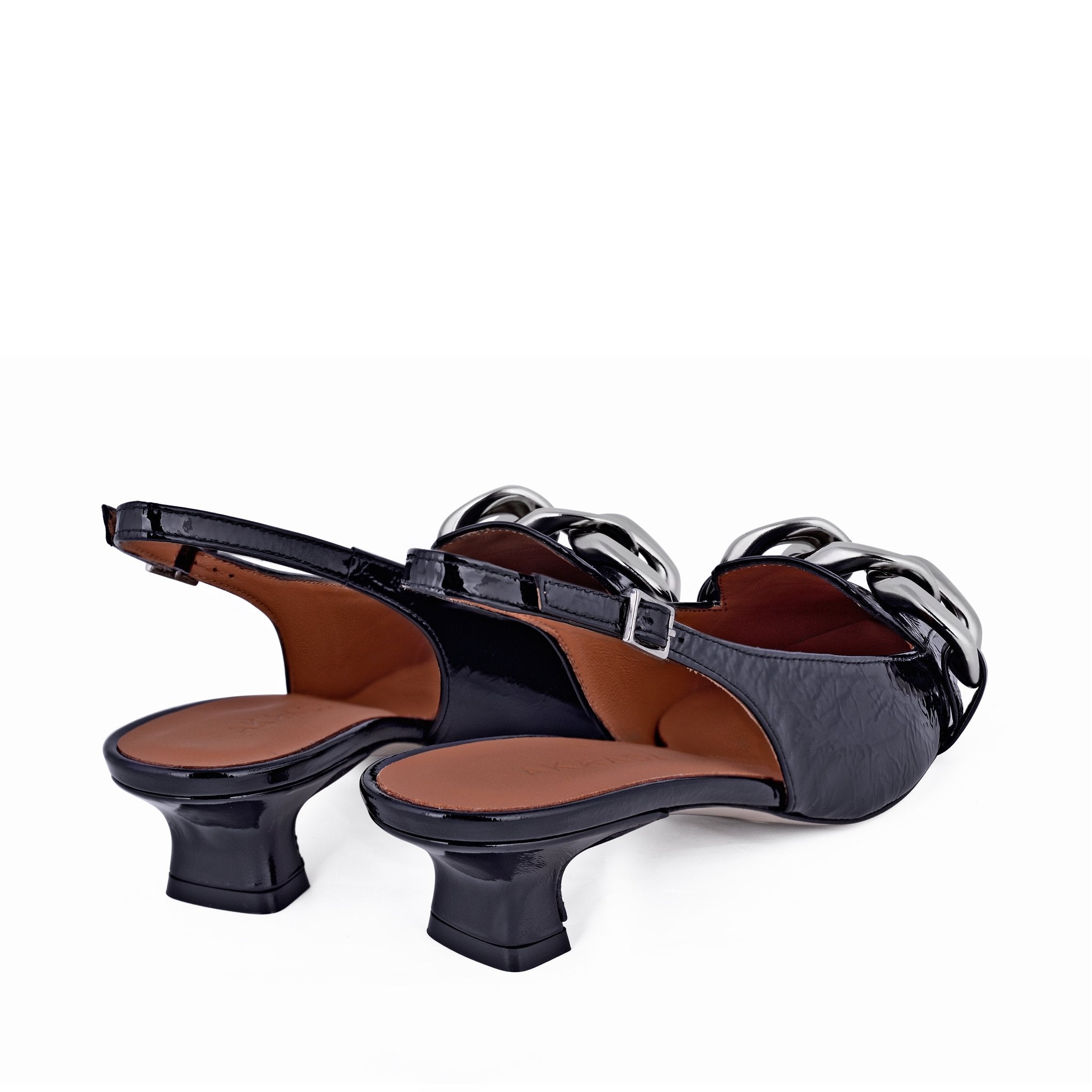 Erity Black Naplak Slingback Pumps C406-01 - 9