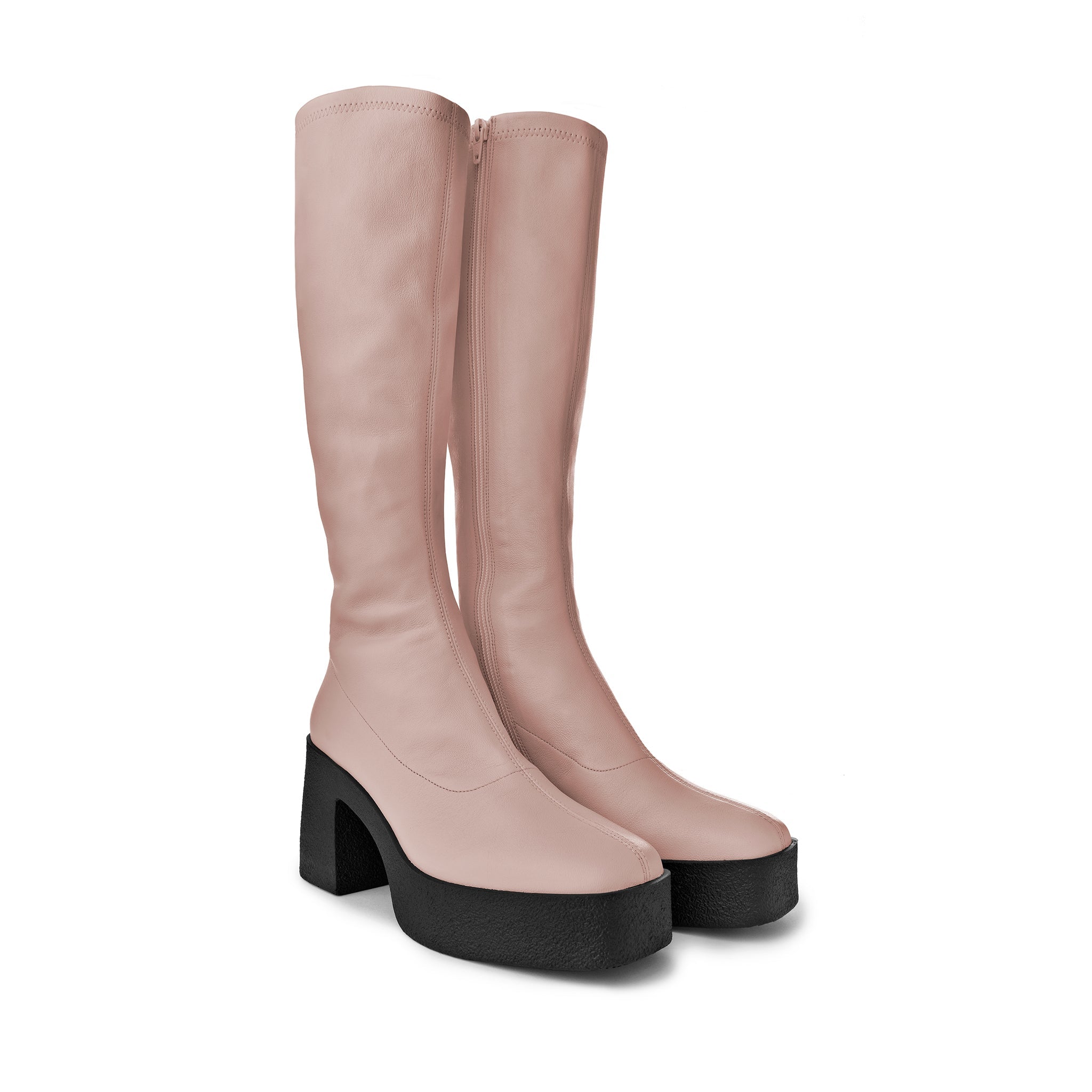 Izumi Pastel Rose Stretch Leather Chunky Boots 20077-01-13 - 6