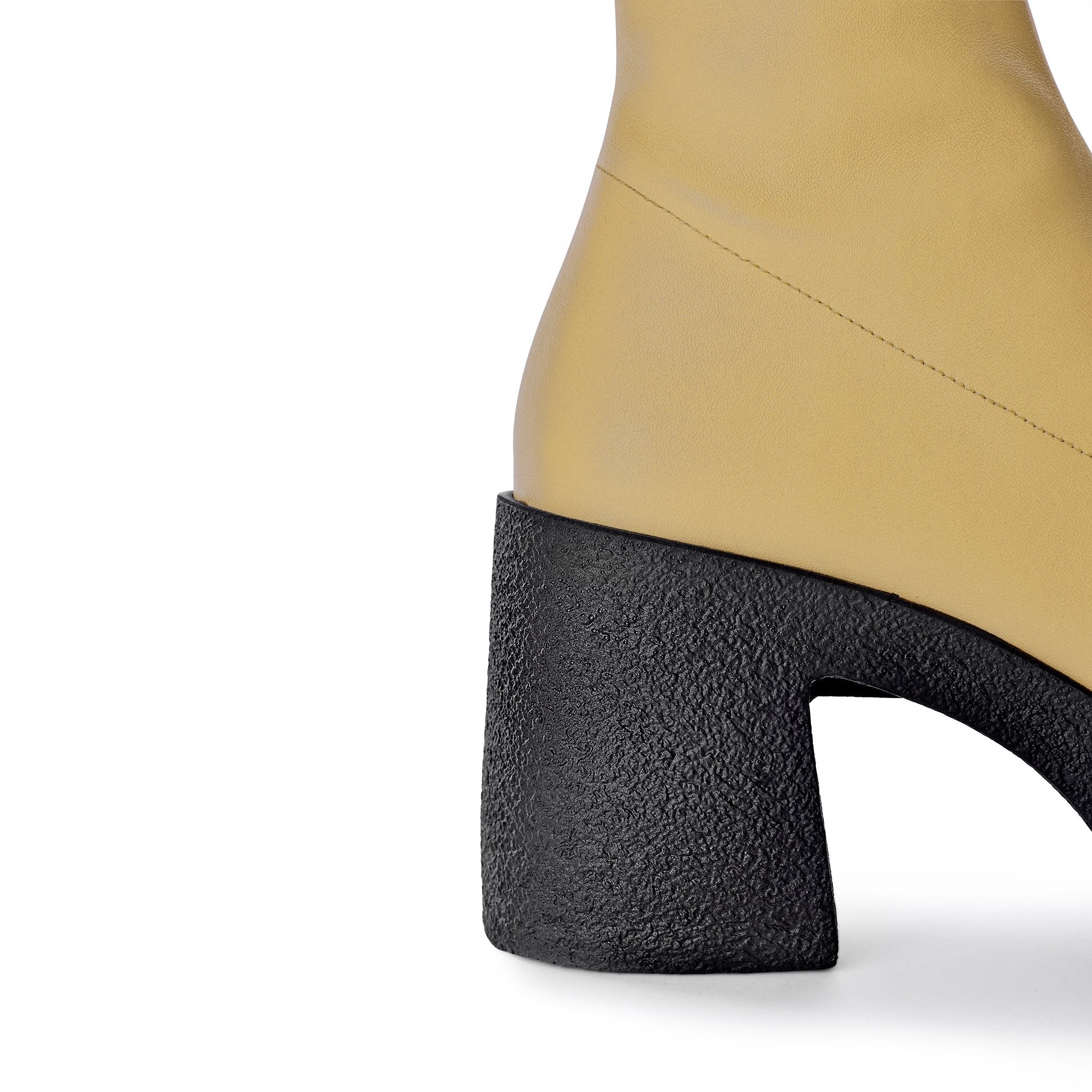 Izumi Pastel Yellow Stretch Leather Chunky Boots 20077-01-11 - 13