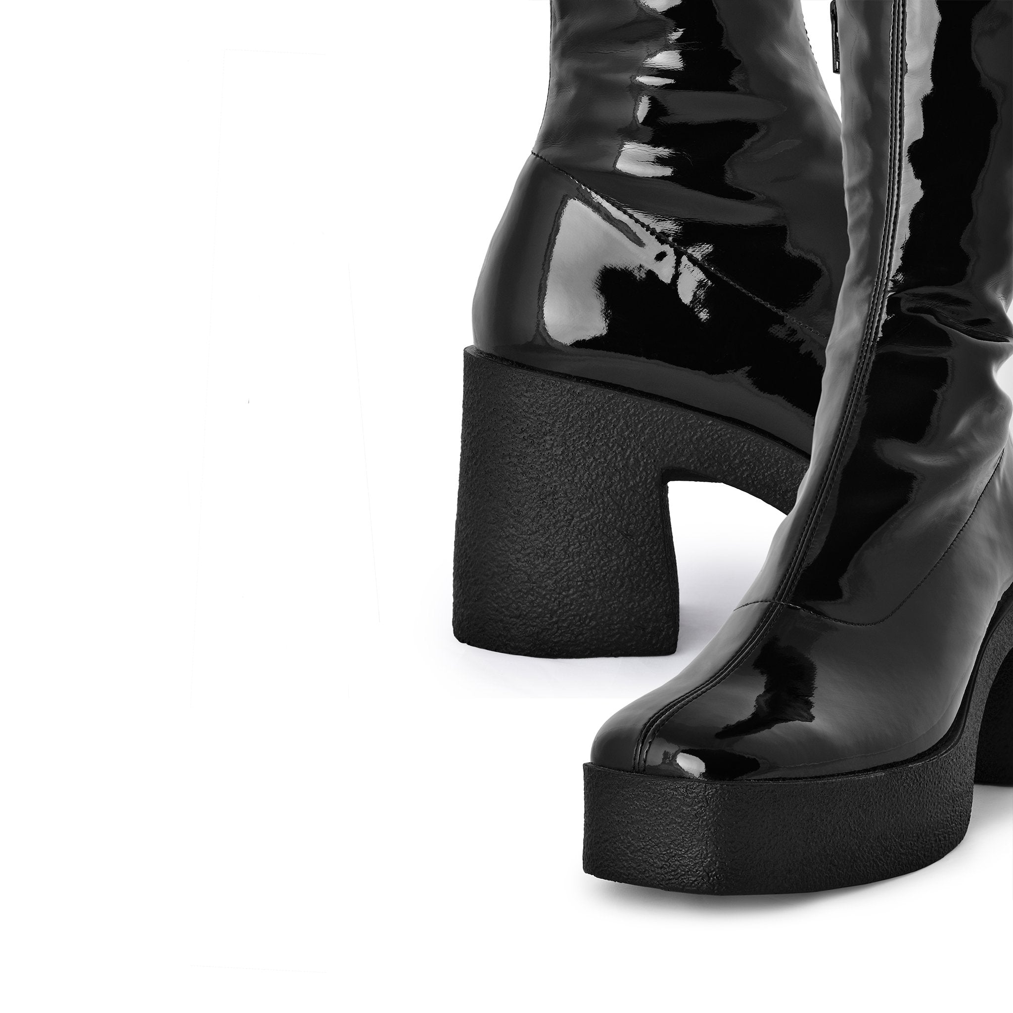 Yoshi Black Thigh-High Stretch Patent Boots 20077-03-02 - 10