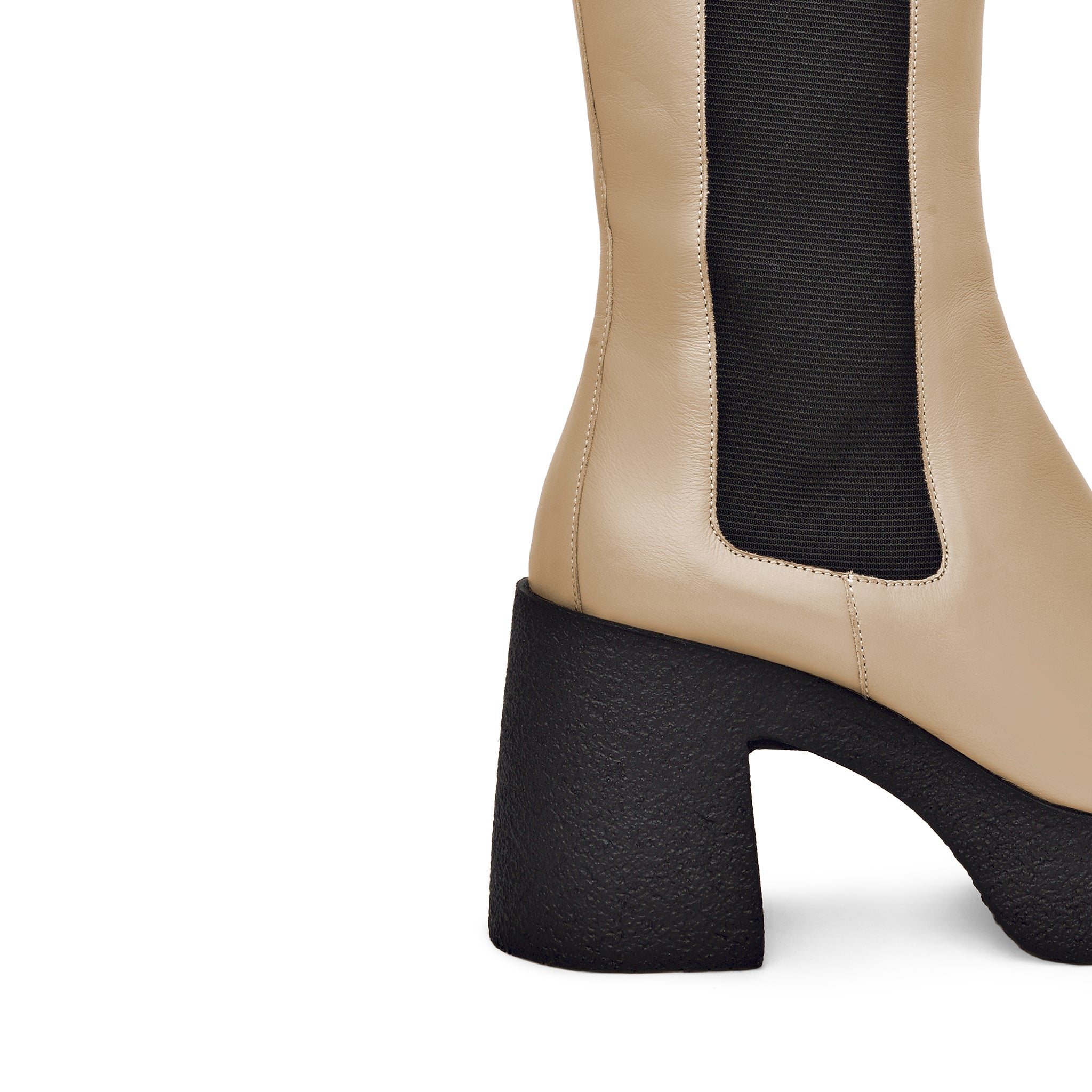 Momoko Taupe Knee-High Leather Chelsea Boots 20077-05-02 -12