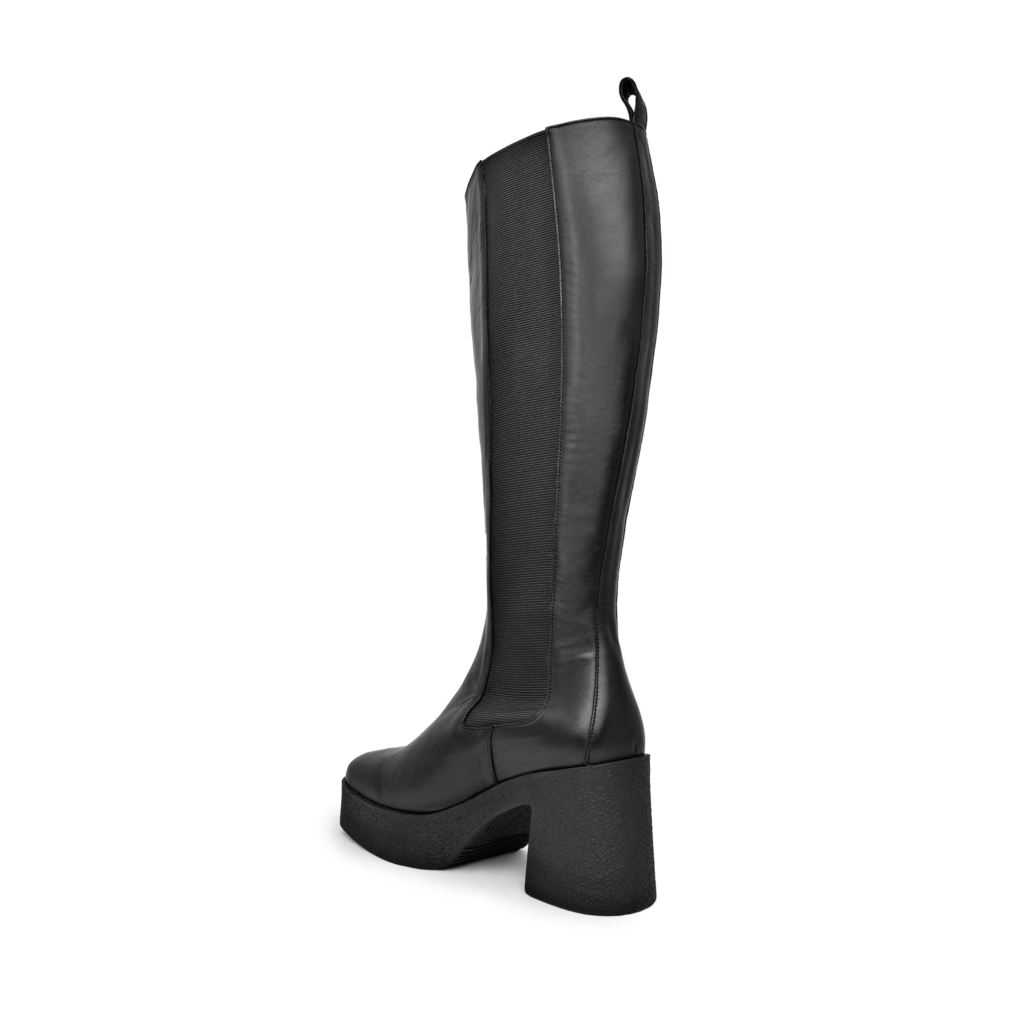 Momoko Black Knee-High Leather Chelsea Boots 20077-05-01 - 12