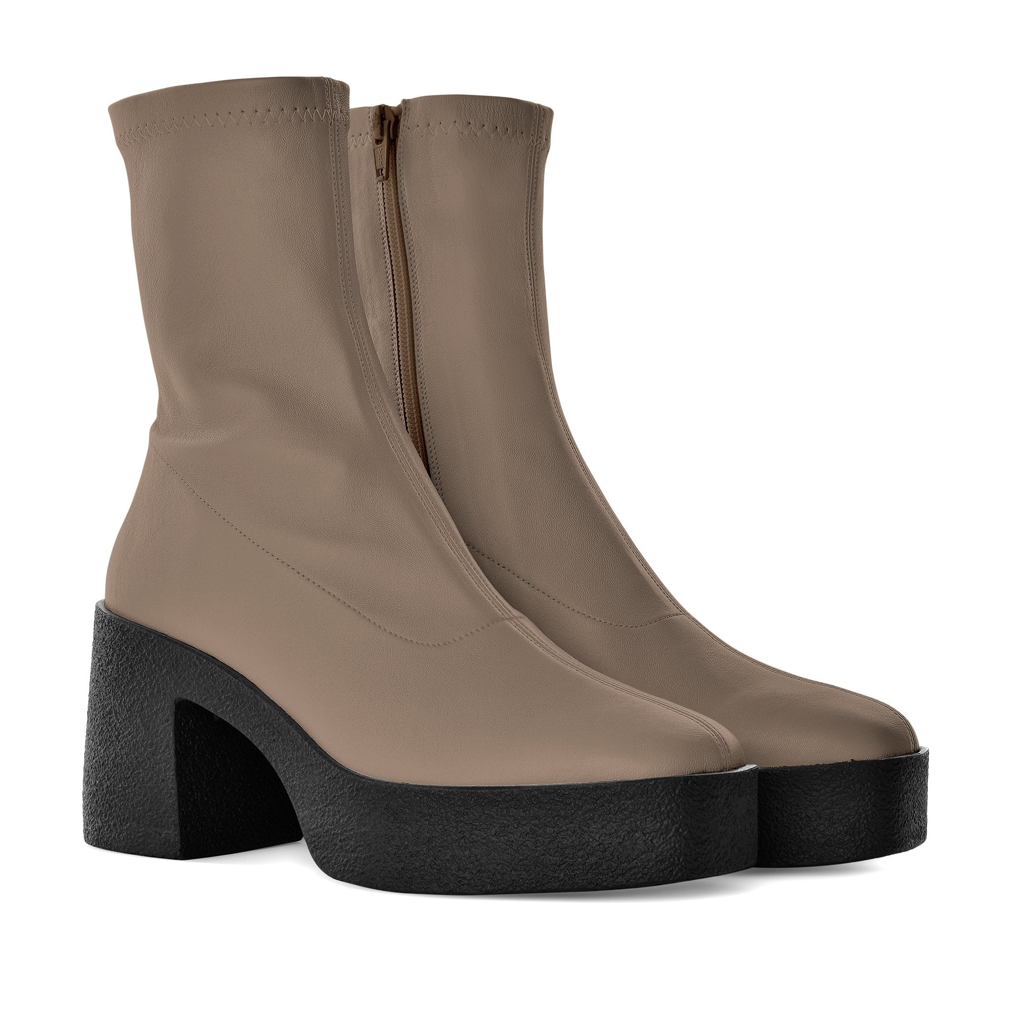 Umi Black Stretch Leather Chunky Ankle Boots 20077-02-5-3