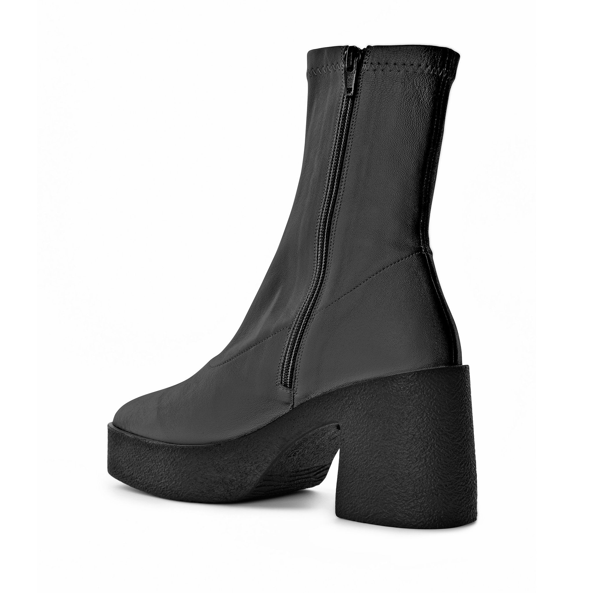 Umi Black Stretch Leather Chunky Ankle Boots 20077-02-2 - 4