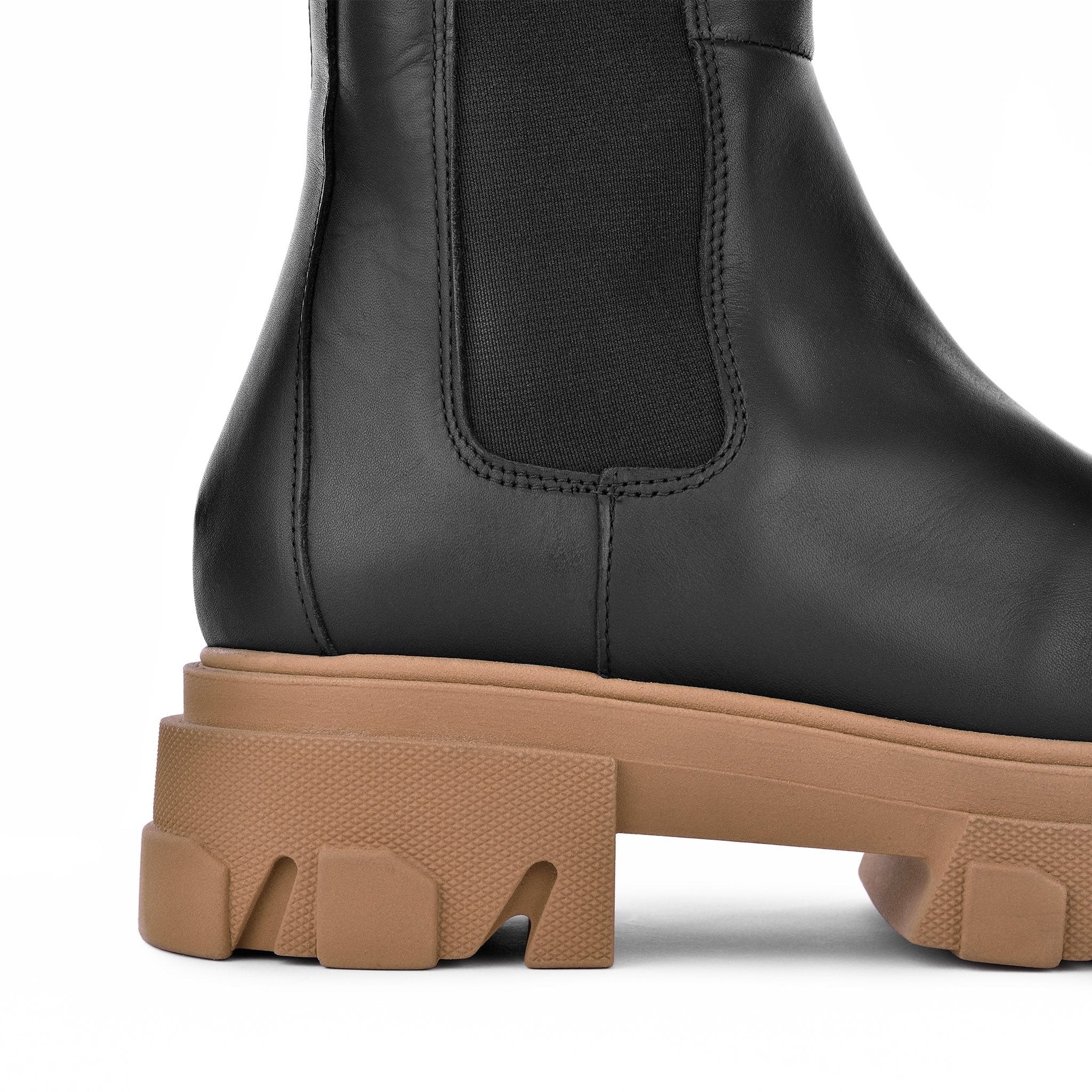 Ella Black Brown Leather Combat Boots Boots