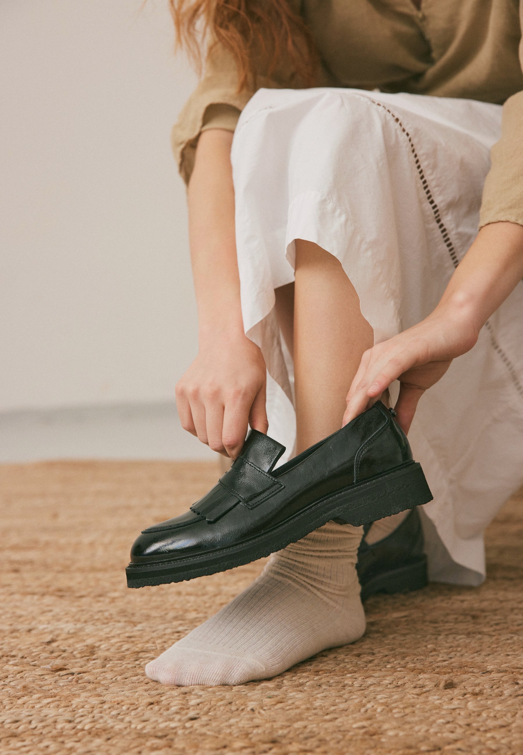 CASHOTT CASBETTY Loafer W. Fringes Patent Leather Tassel Black