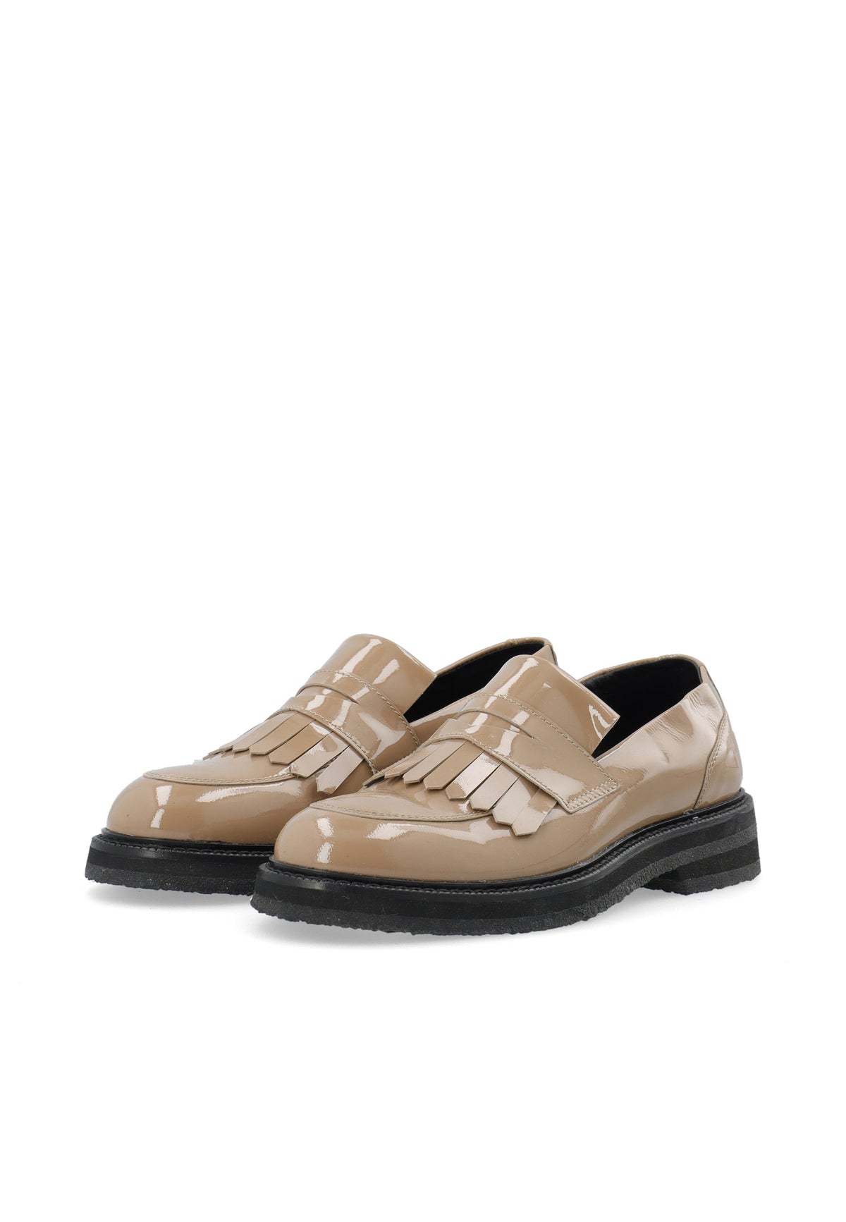CASHOTT CASBETTY Loafer W. Fringes Patent Leather Tassel Taupe