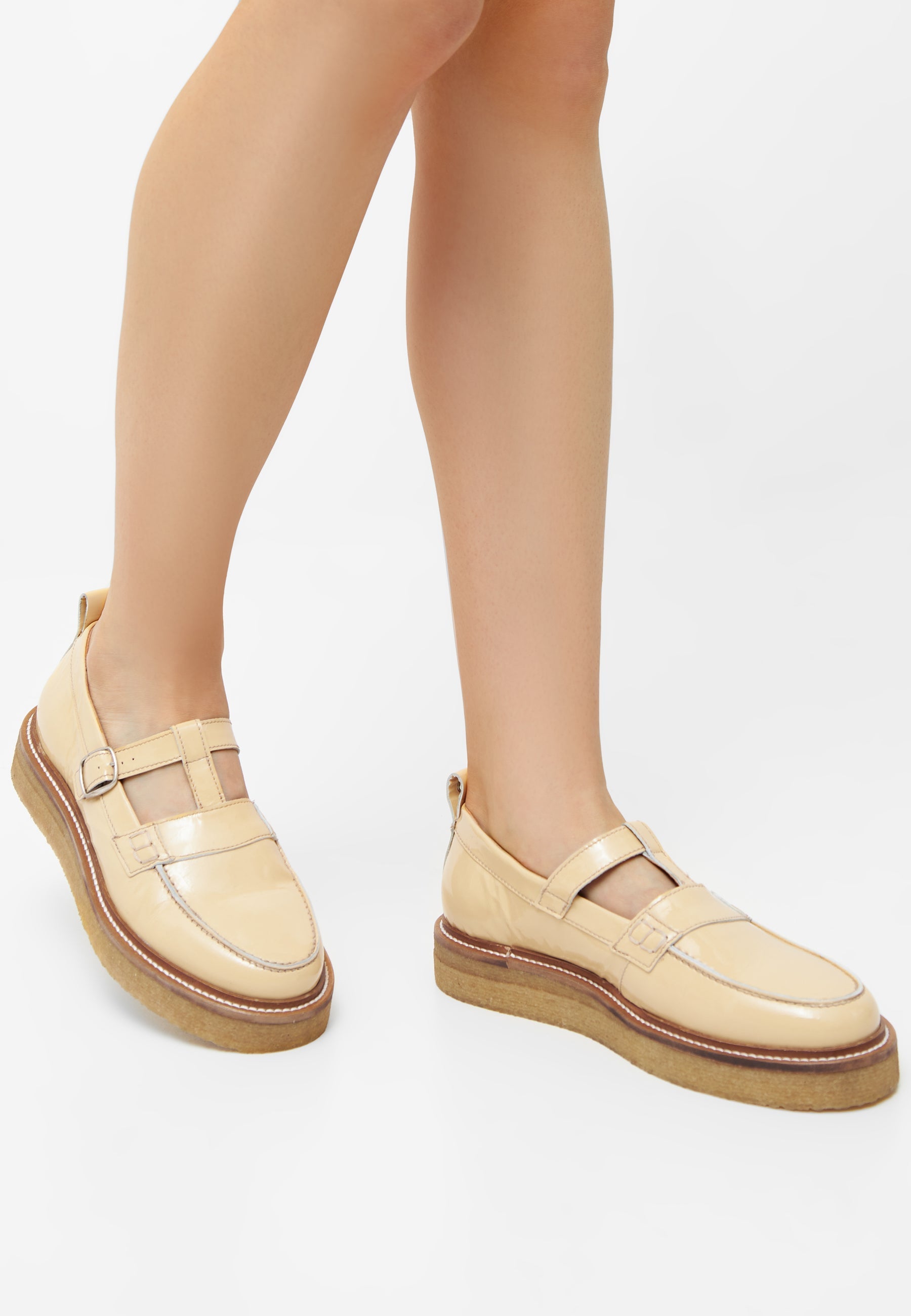 CASHOTT CASDEA Mary Jane Patent T-Straps Light Yellow