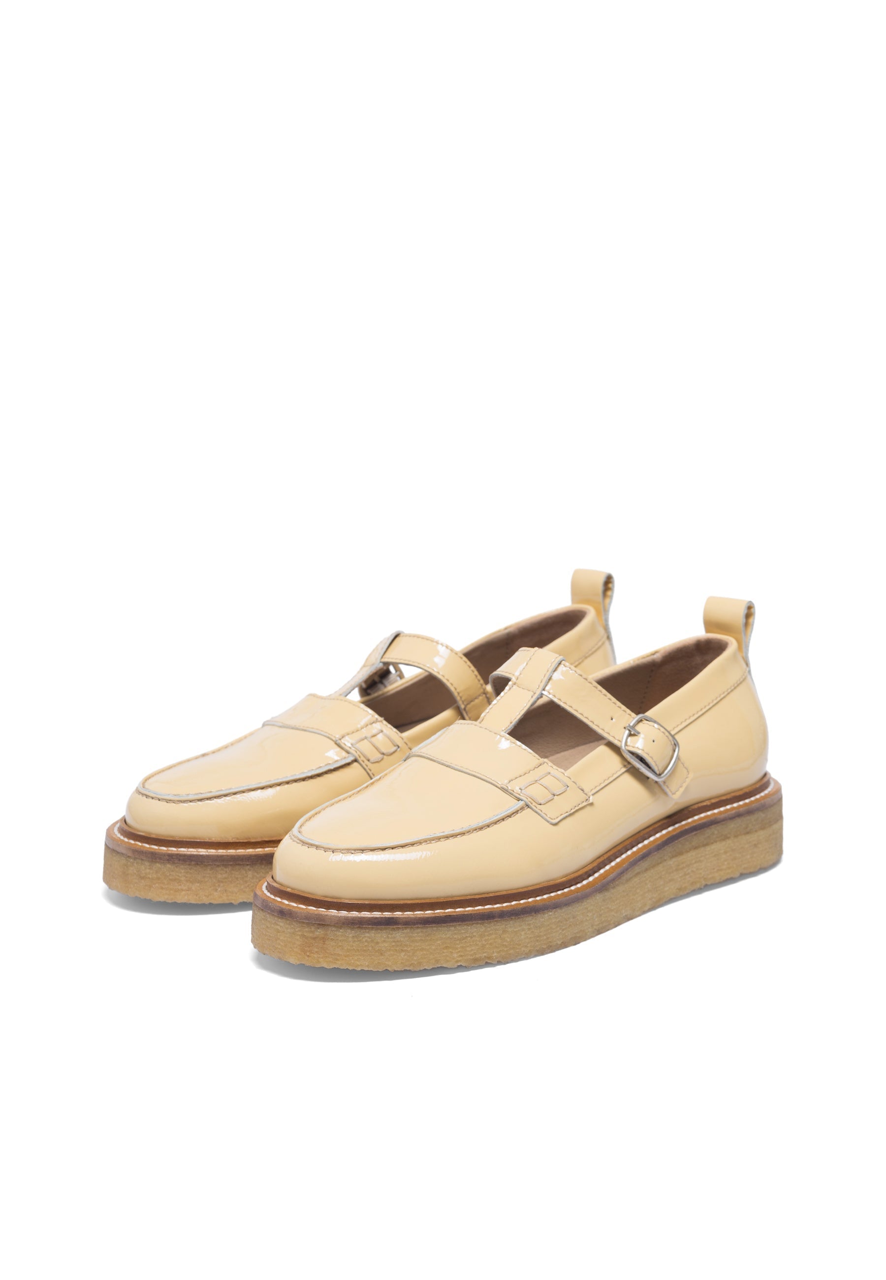 CASHOTT CASDEA Mary Jane Patent T-Straps Light Yellow
