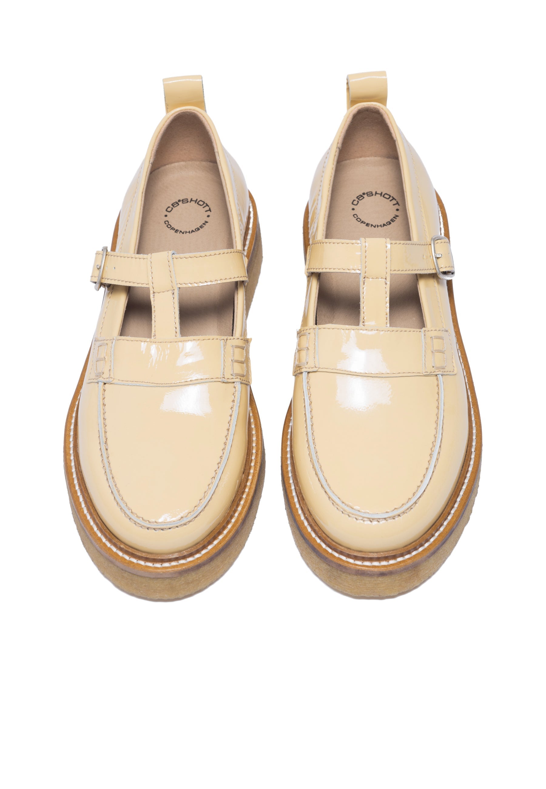 CASHOTT CASDEA Mary Jane Patent T-Straps Light Yellow