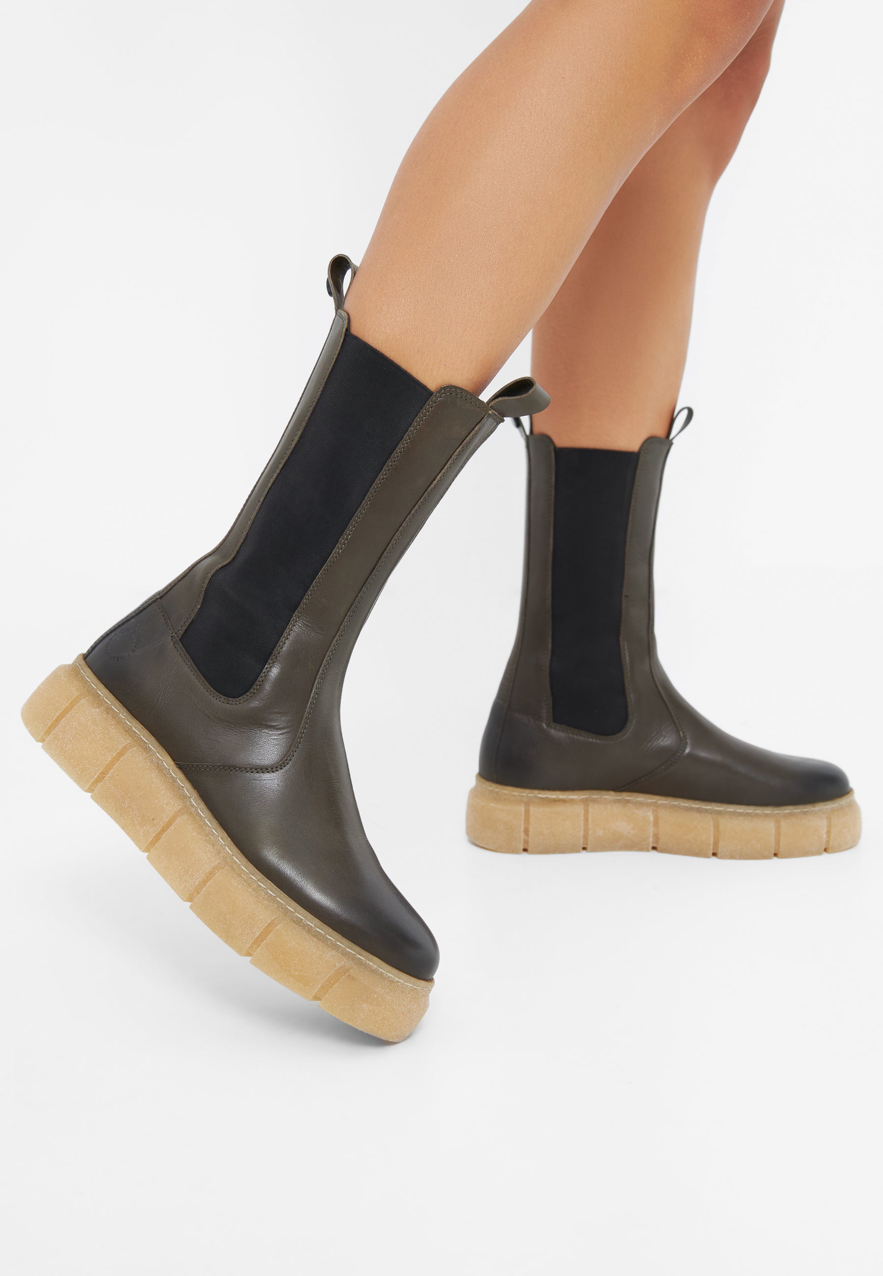 CASHOTT CASFLORA Chelsea Boot Leather Chelsea Olive
