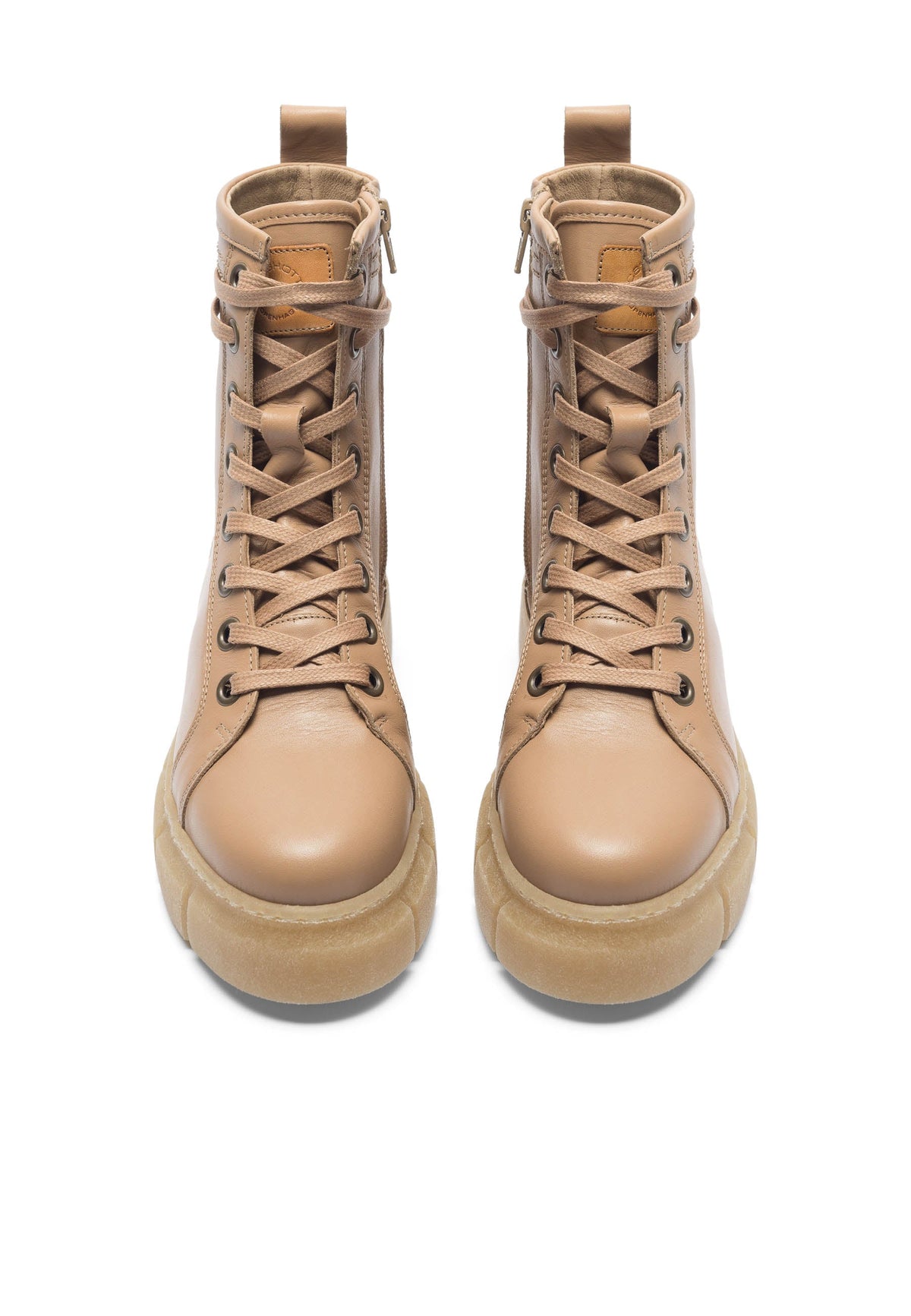CASHOTT CASFLORA Lace Boot Leather Lace Up Beige