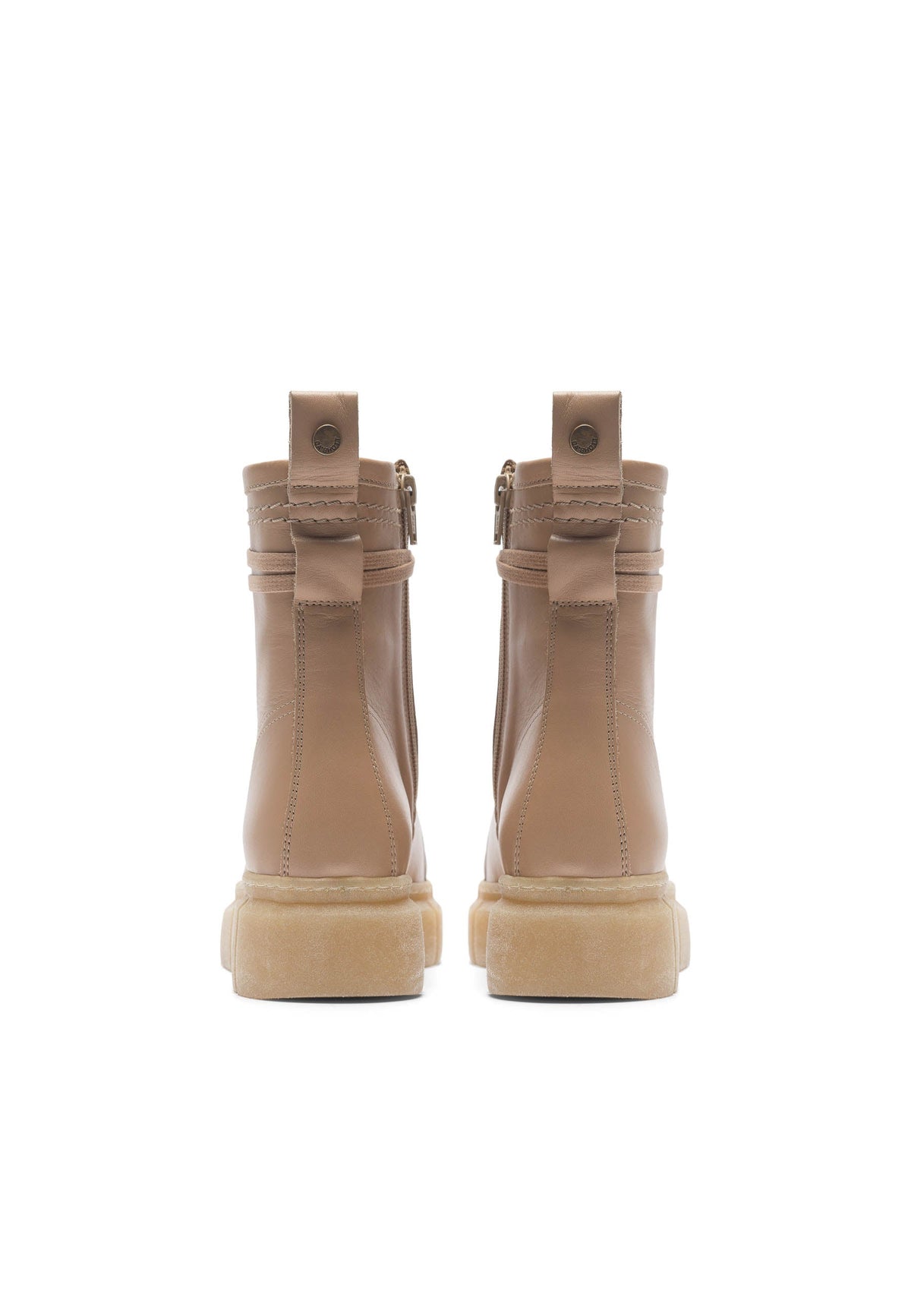 CASHOTT CASFLORA Lace Boot Leather Lace Up Beige