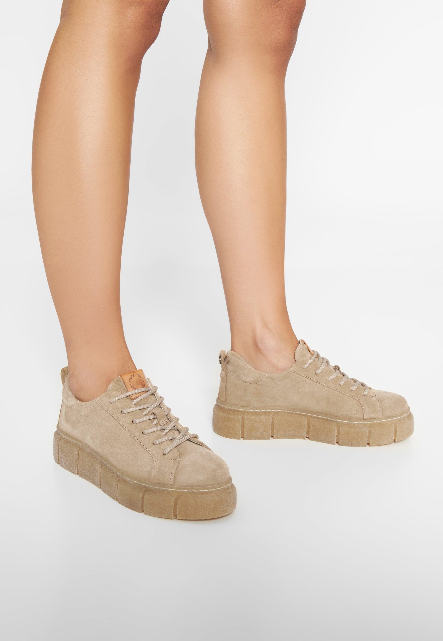 CASHOTT CASFLORA Lace Shoe Suede Lace Up Beige