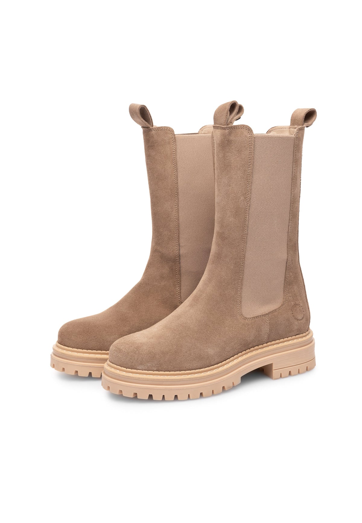 CASHOTT CASHANNAH Chelsea Boot High Cut Suede Chelsea Beige