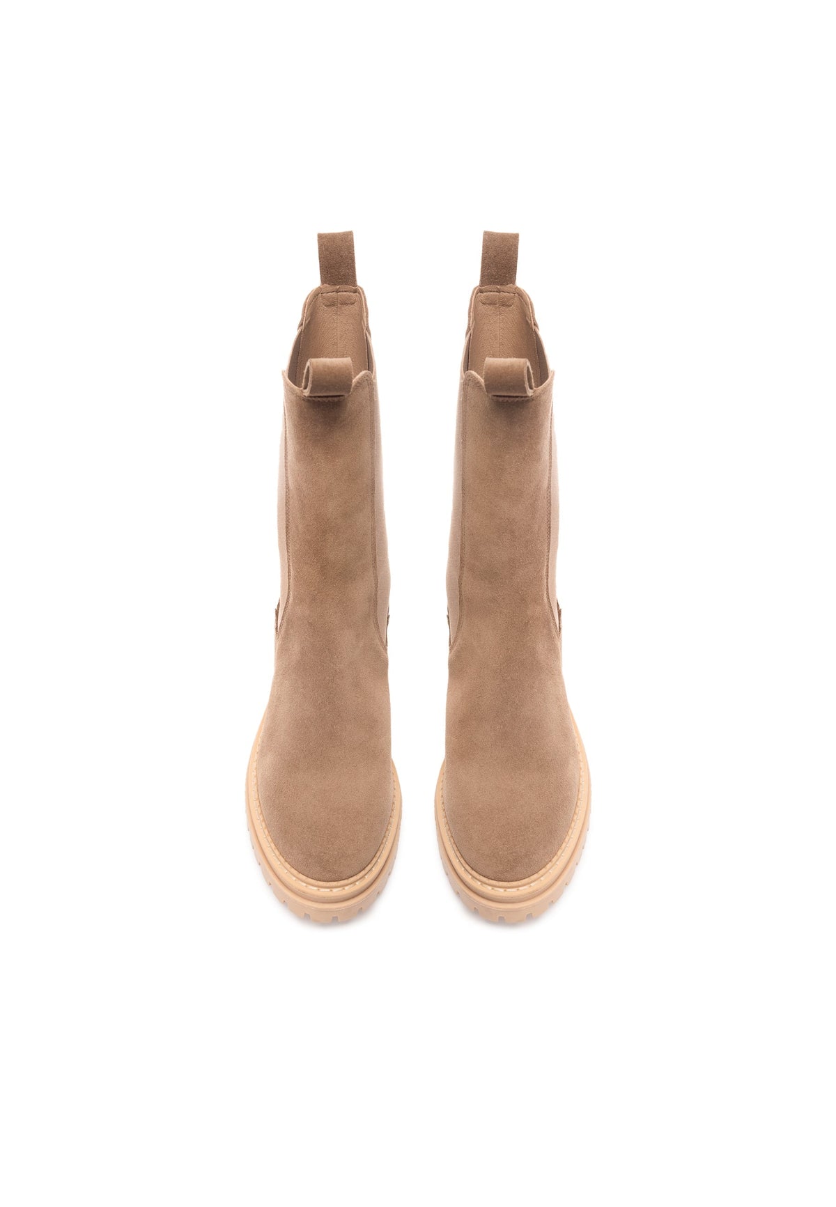 CASHOTT CASHANNAH Chelsea Boot High Cut Suede Chelsea Beige