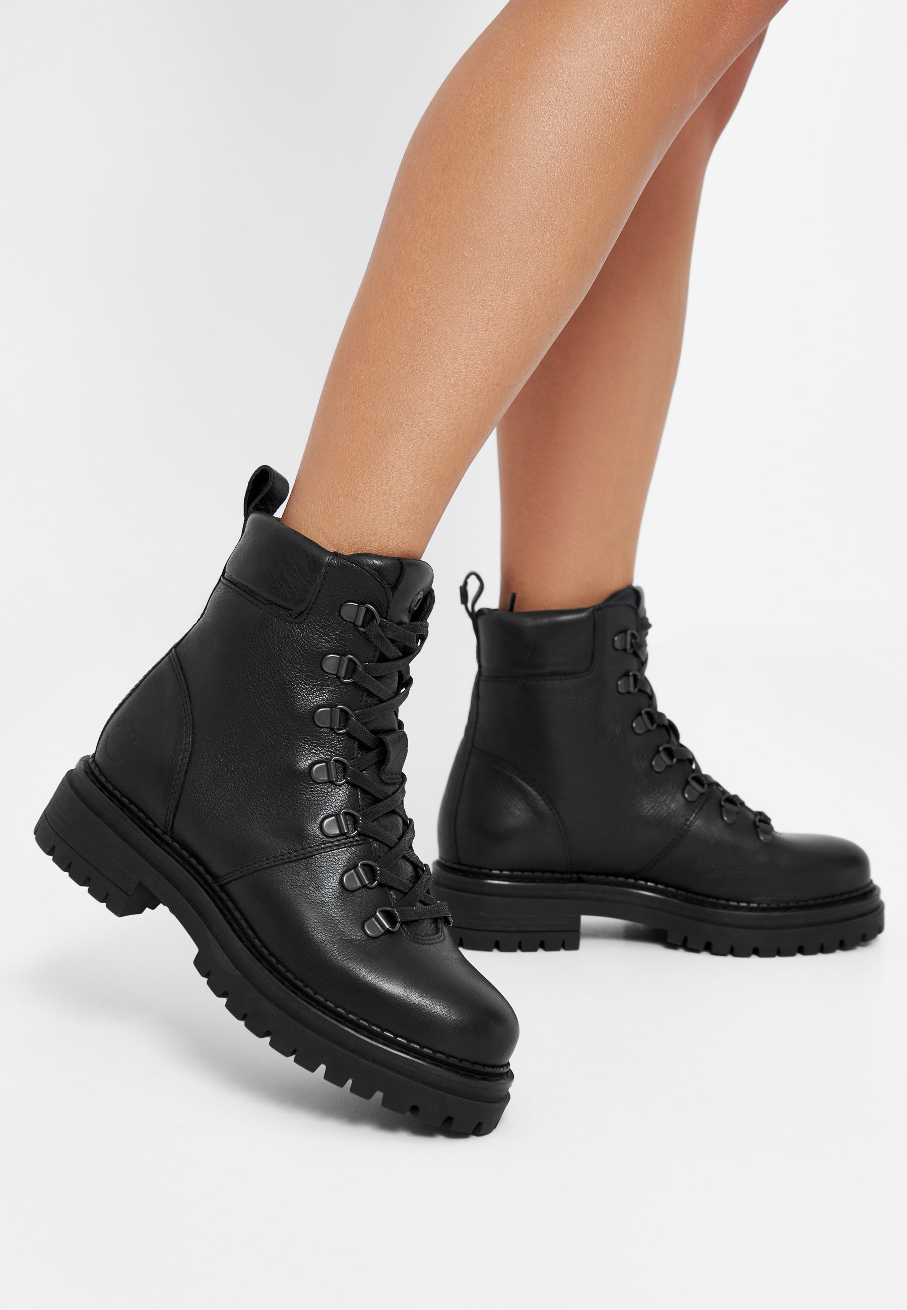 CASHOTT CASHANNAH Lace Boot Leather Ankle Boots Black