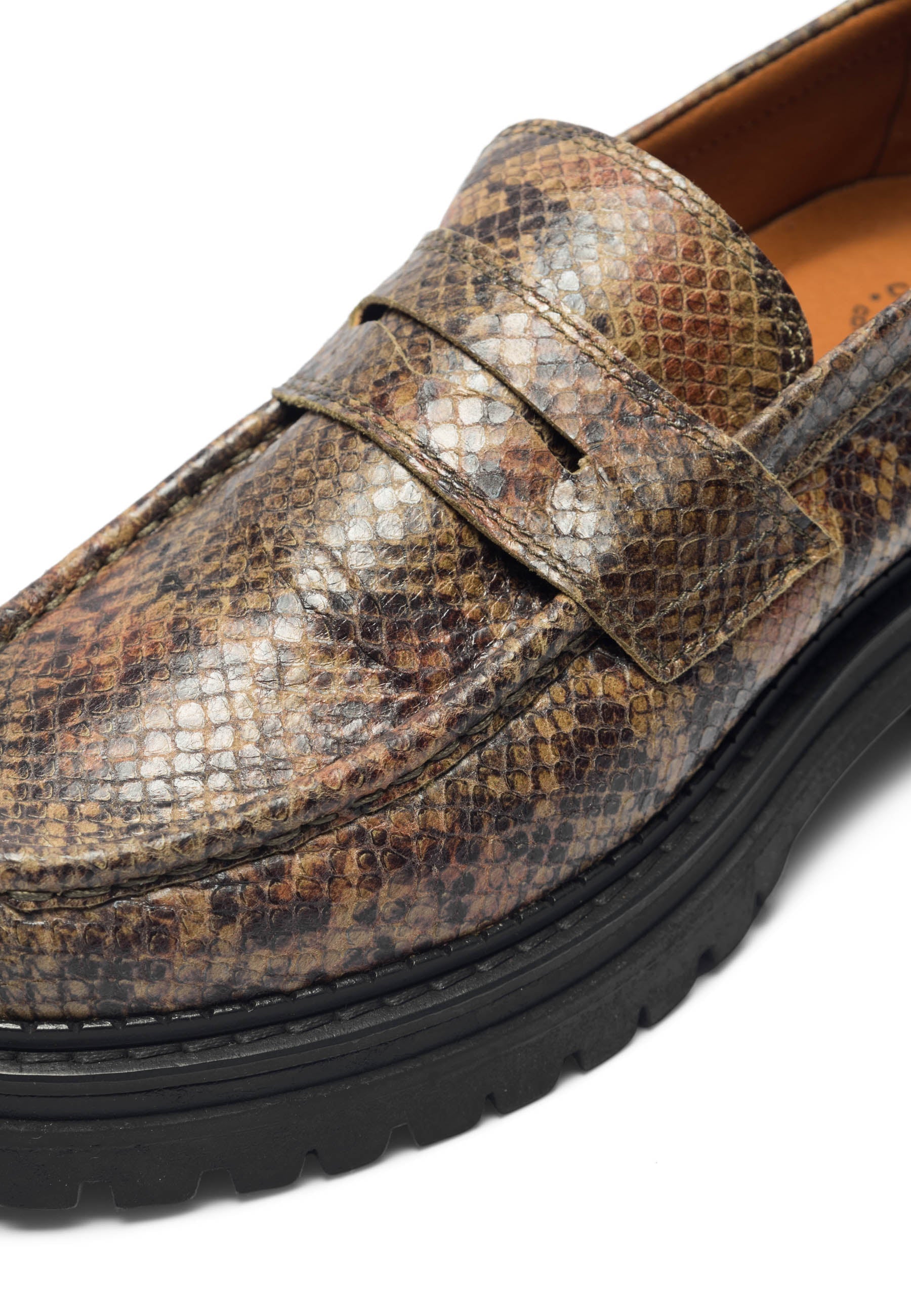 CASHOTT CASHANNAH Loafer Snake Leather Penny Loafer Beige