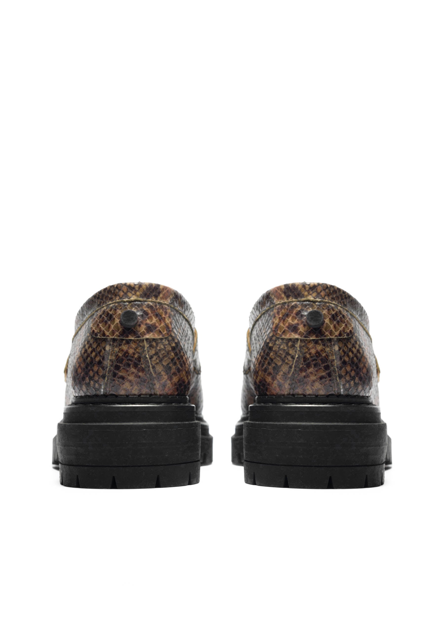 CASHOTT CASHANNAH Loafer Snake Leather Penny Loafer Beige