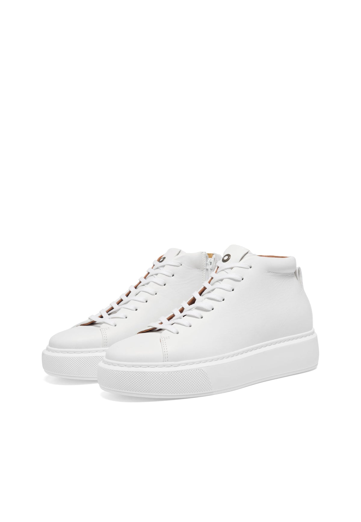 CASHOTT CASIDA Lace Boot Leather Vegetable Tanned Mid Sneakers White