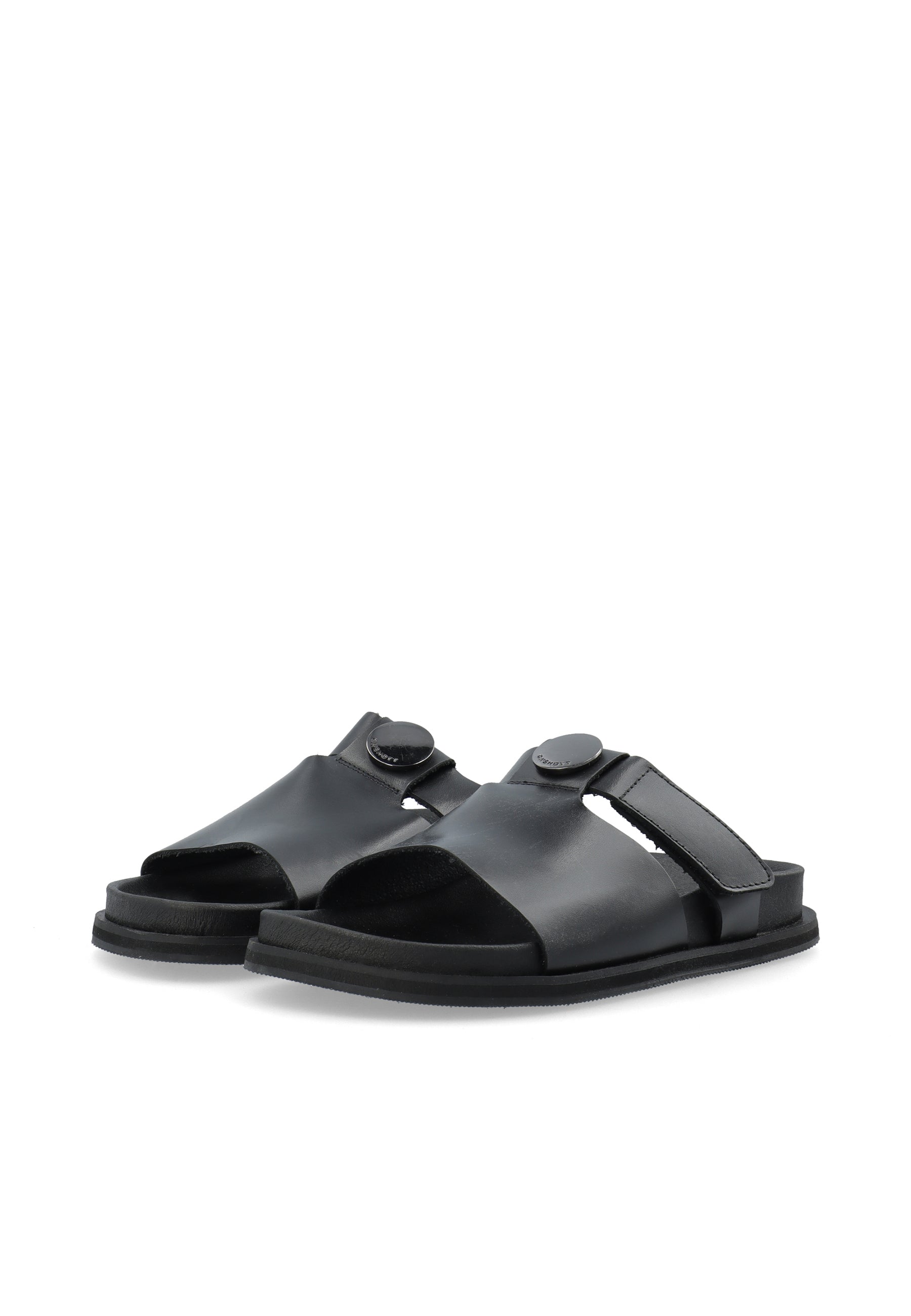 CASHOTT CASJENNY Slide Vegetable Tanned Leather Slides Black