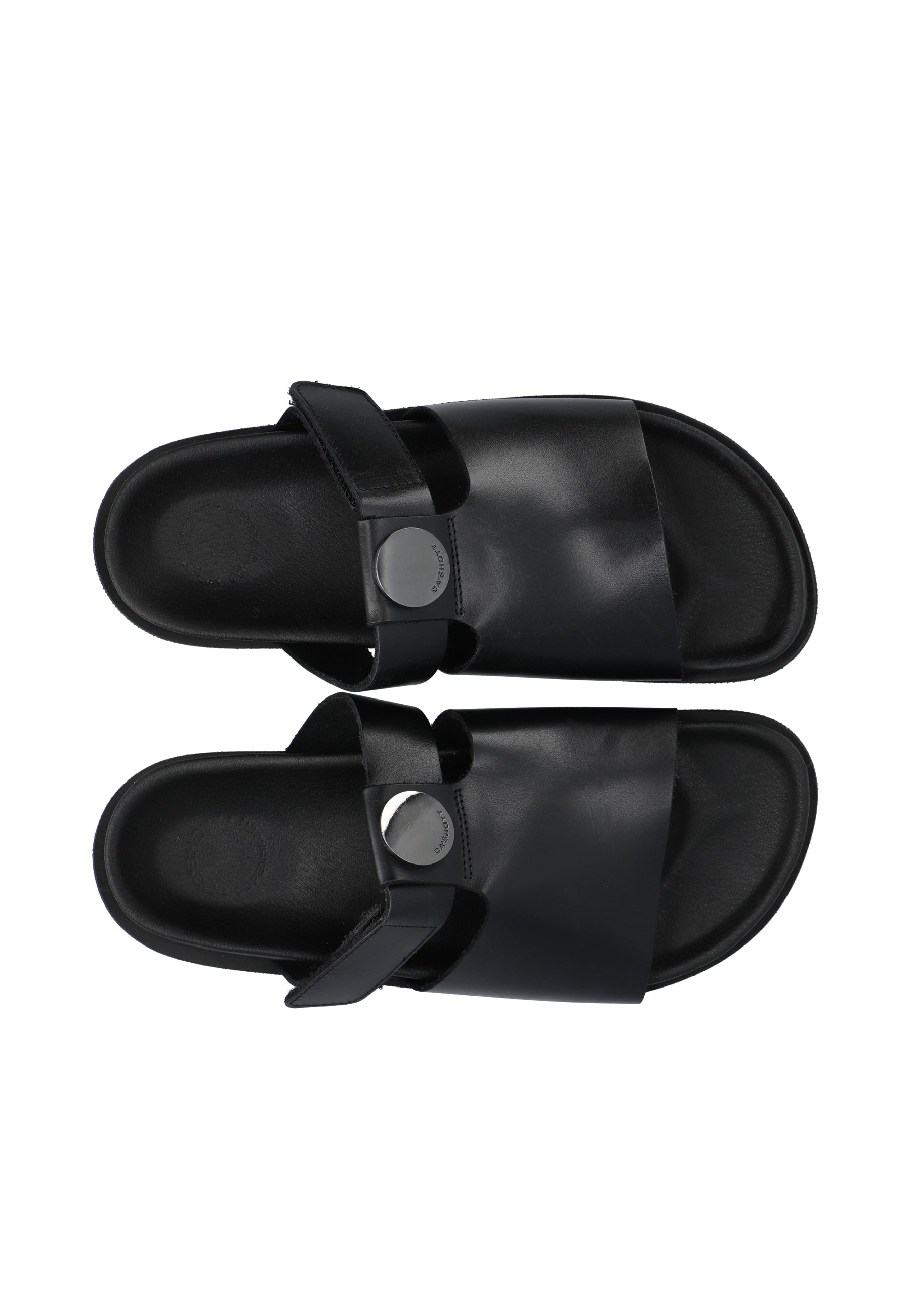 CASHOTT CASJENNY Slide Vegetable Tanned Leather Slides Black
