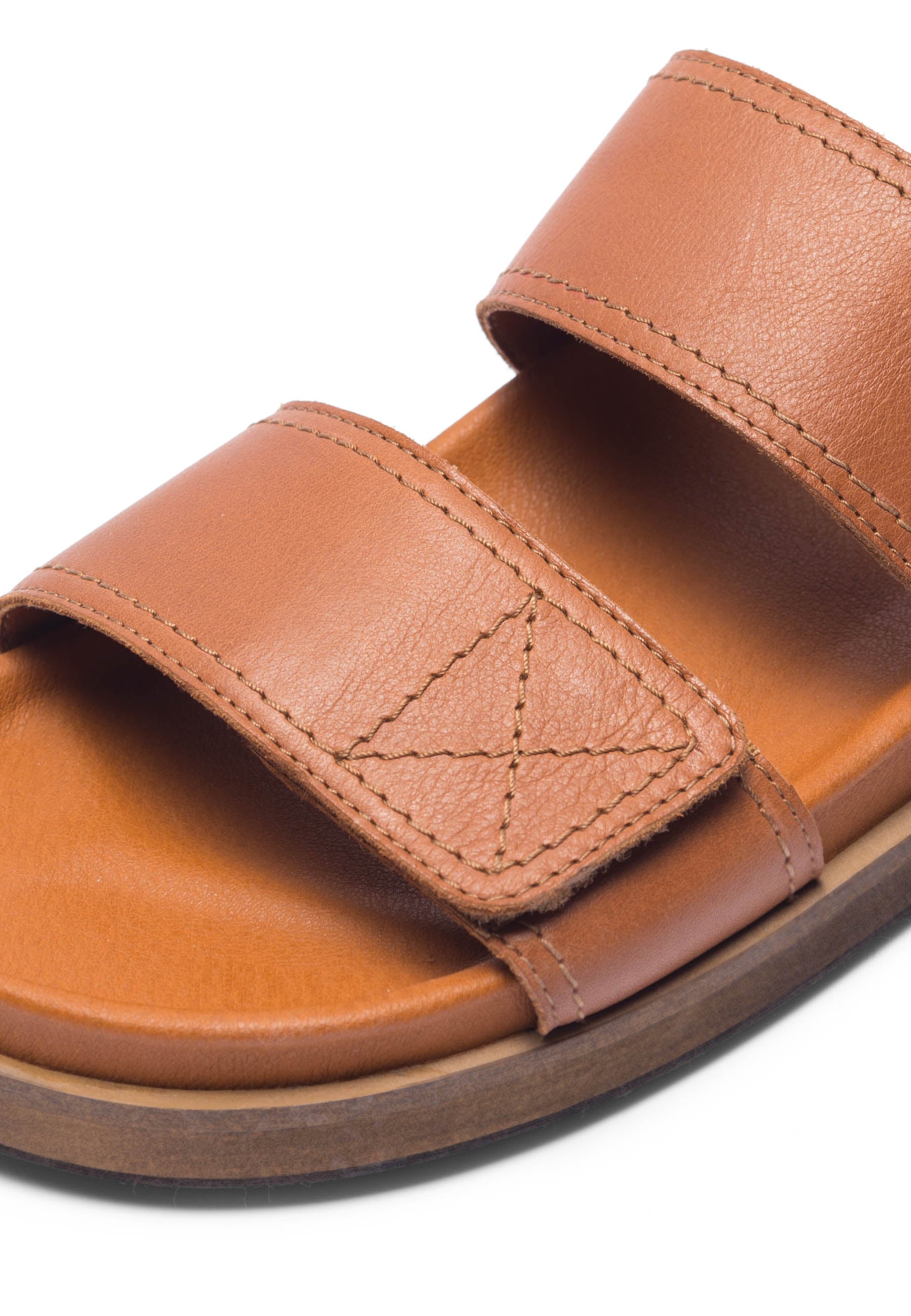 CASHOTT CASKIMMI Velcro Slide Leather Strap Cognac