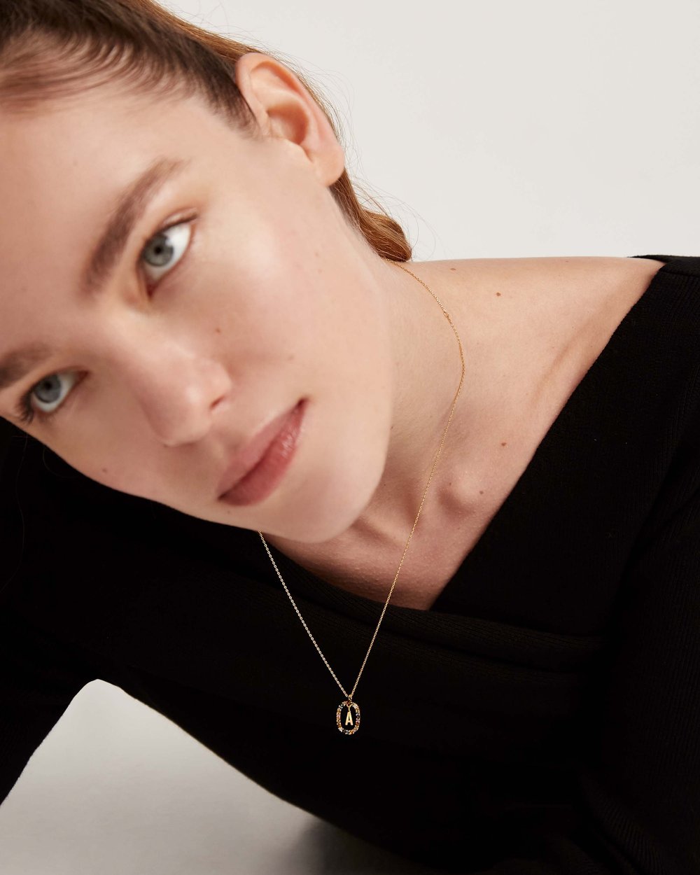 Letter A Circle Necklace CO01-260-U - 02