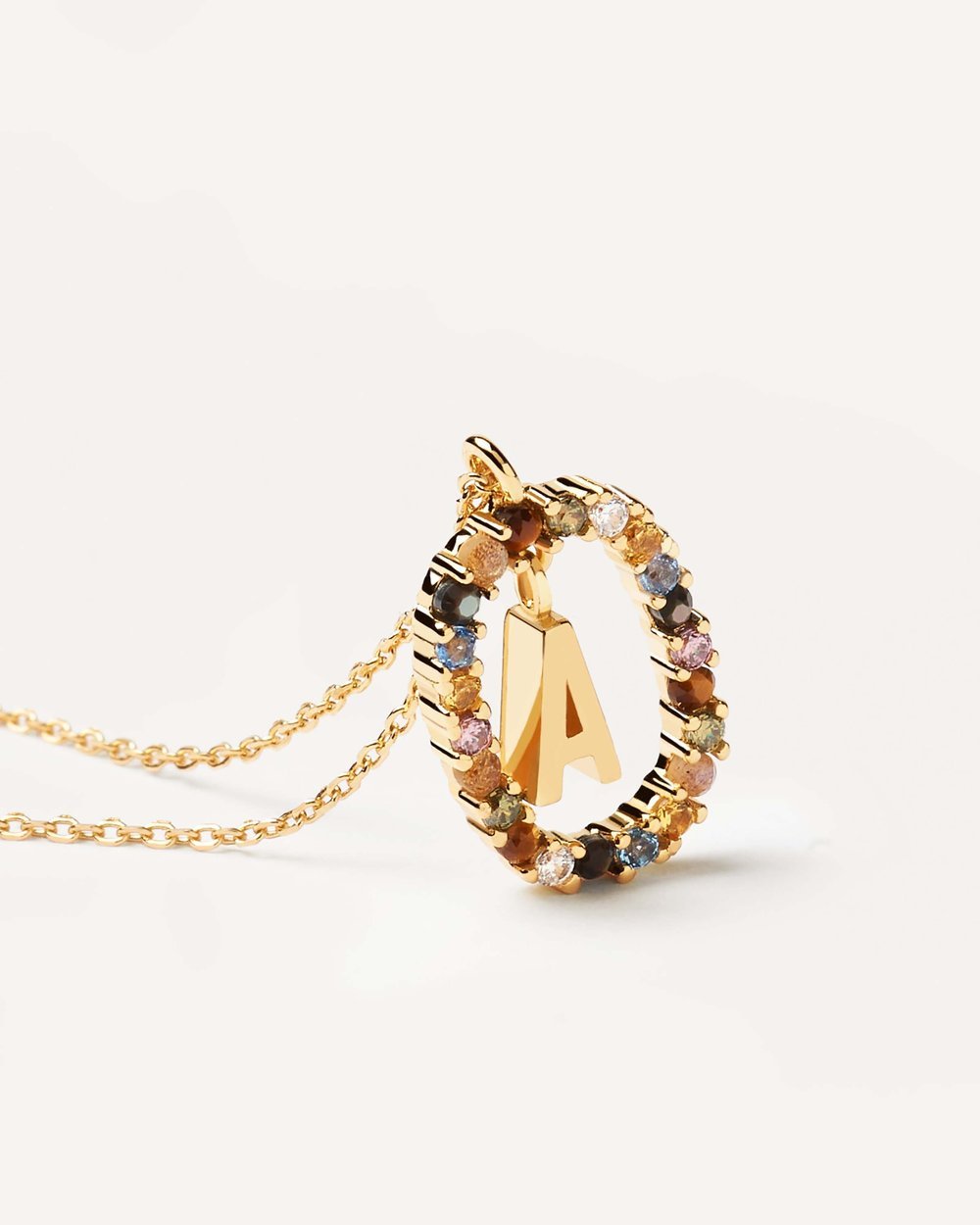 Letter A Circle Necklace CO01-260-U - 03