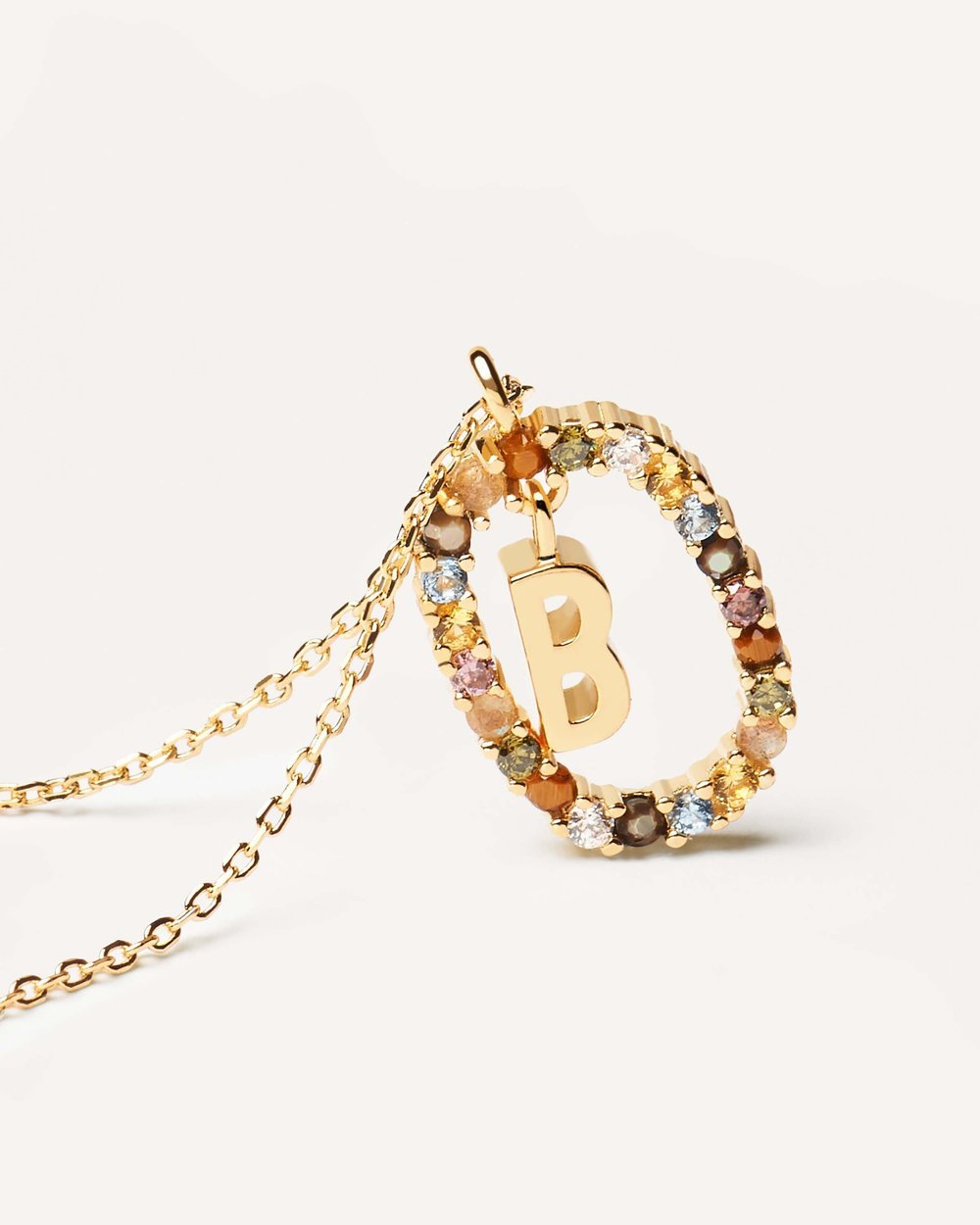 Letter B Circle Necklace CO01-261-U - 02