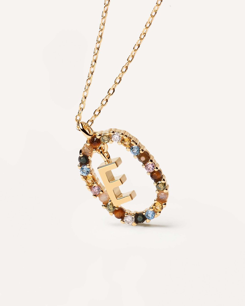Letter E Circle Necklace CO01-264-U - 02
