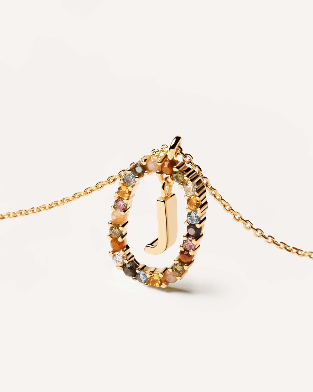 Letter J Circle Necklace CO01-269-U - 03