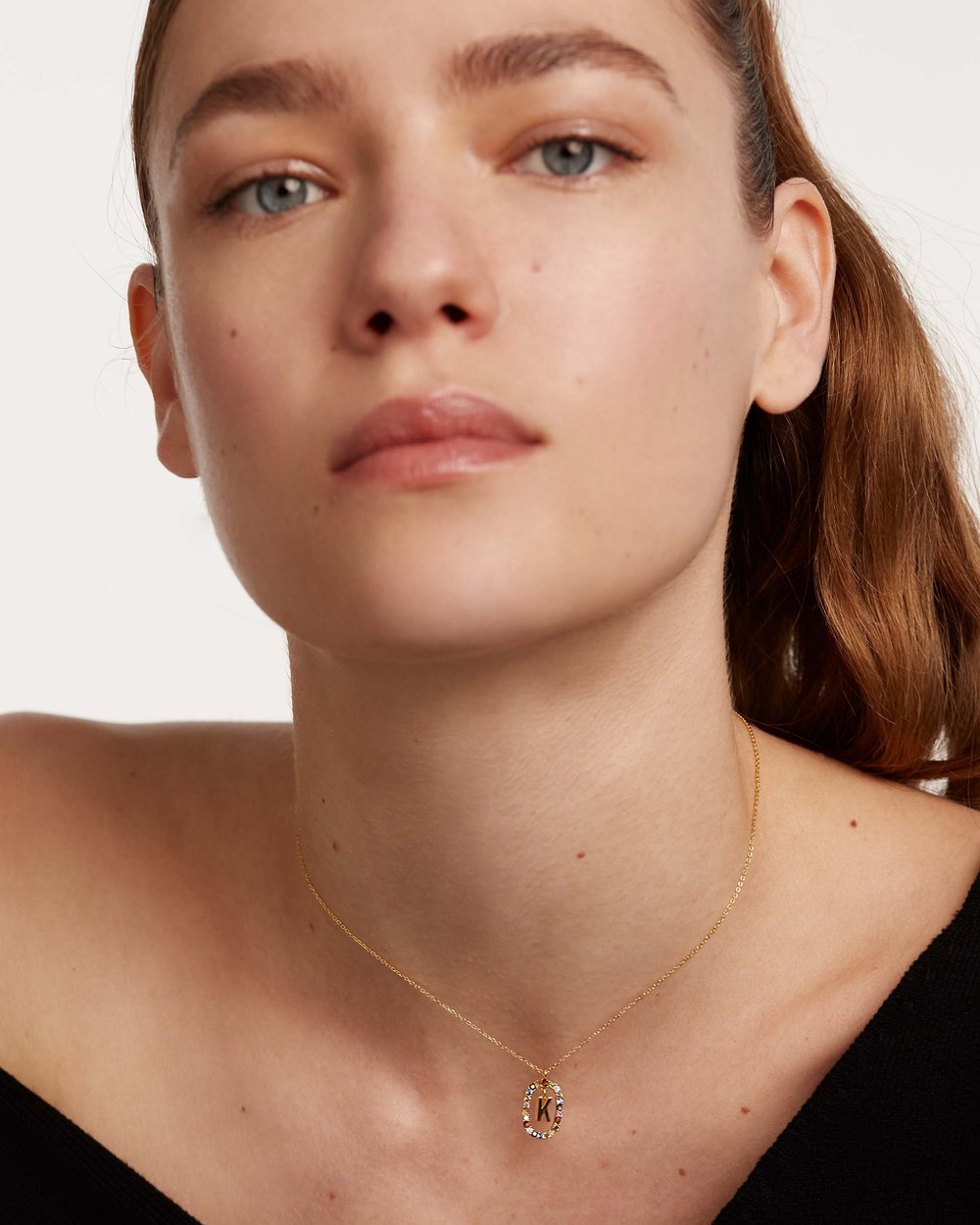 Letter K Circle Necklace CO01-270-U - 03