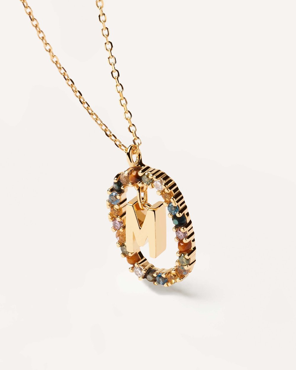 Letter M Circle Necklace CO01-272-U - 02