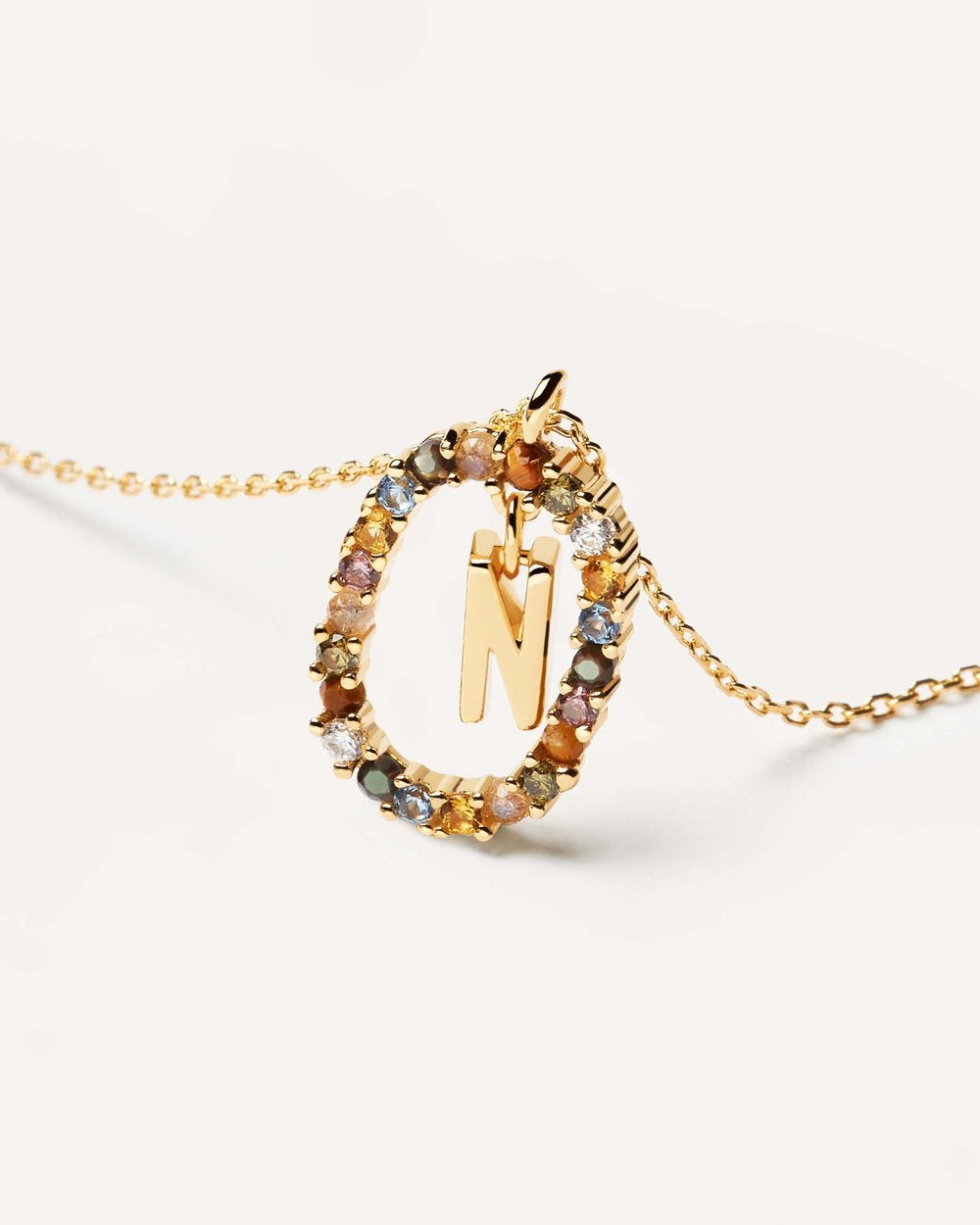 Letter N Circle Necklace CO01-273-U - 02