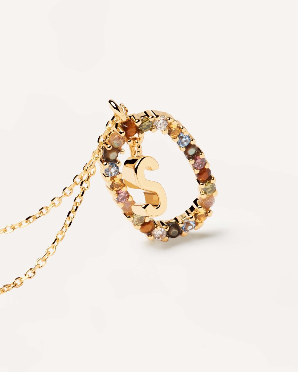 Letter S Circle Necklace CO01-278-U - 03