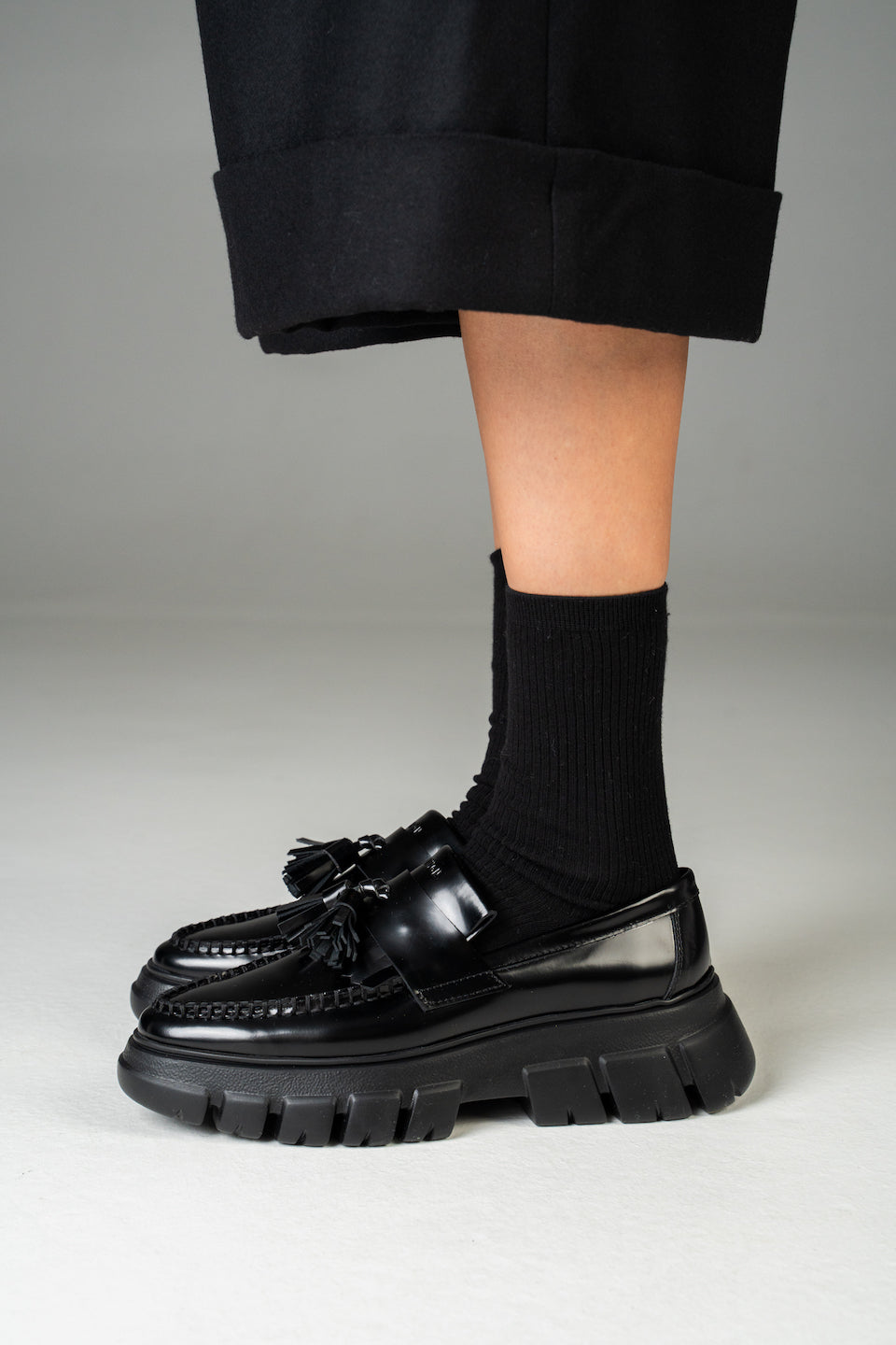 Brushed Vitello Black Chunky Loafers CPH315 - 8