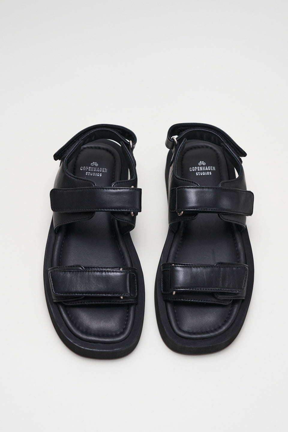 Nappa Black Velcro Straps Chunky Sandals Sandals