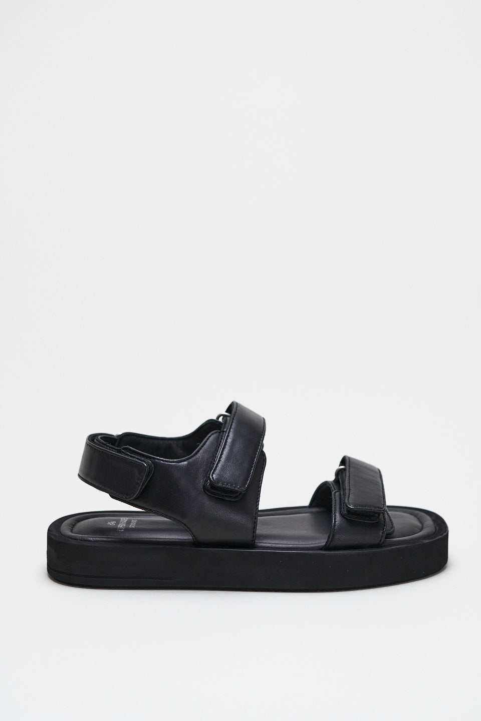 Nappa Black Velcro Straps Chunky Sandals Sandals