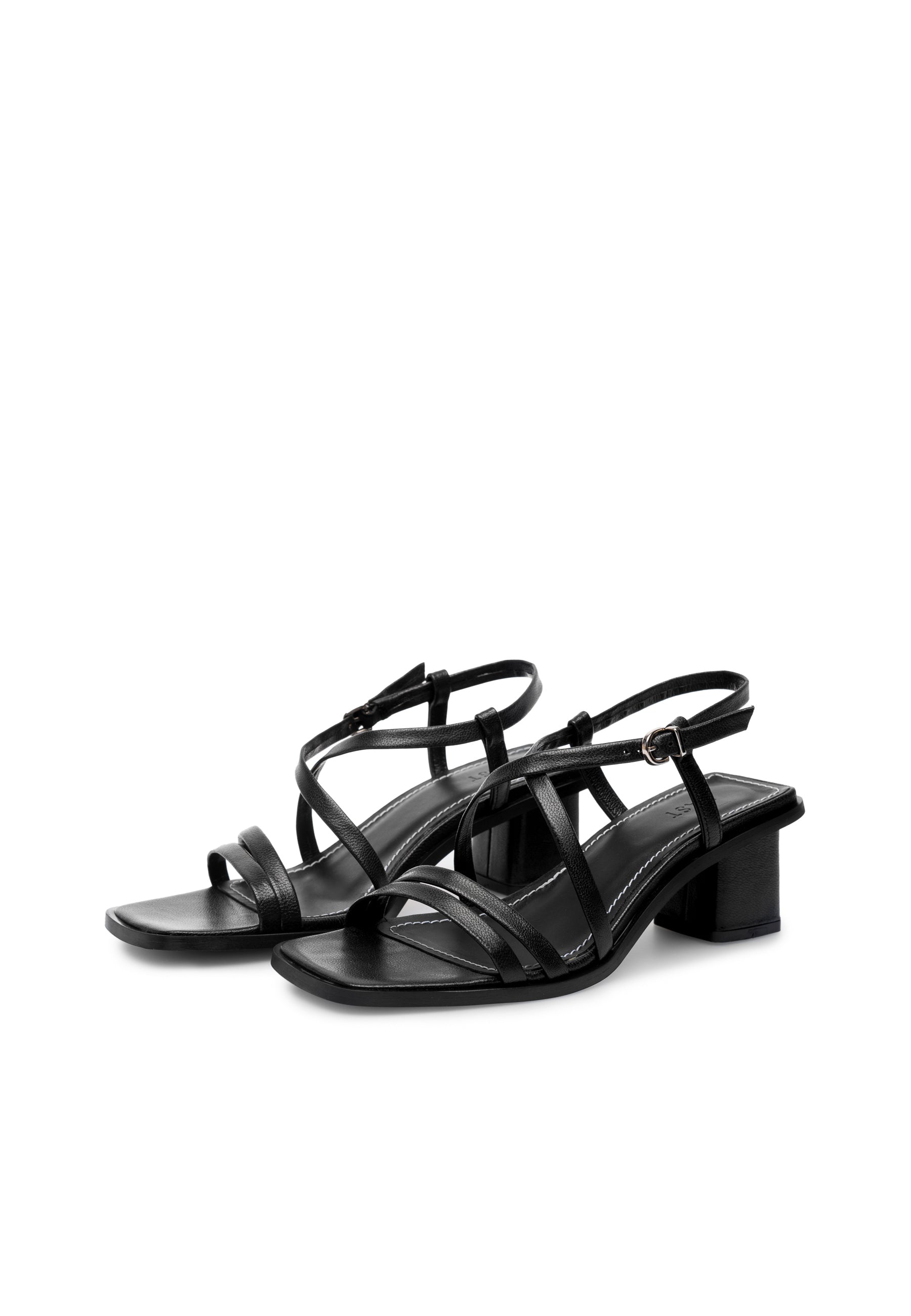 LÄST Carrie - Leather - Black Metallic Sandals Black