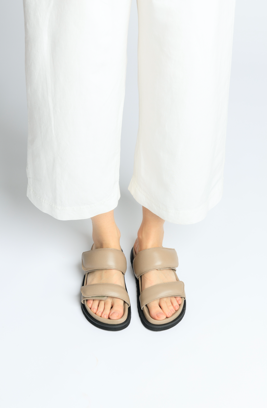 Corine Taupe Leather Puffy Sandals LAST1514 - 3