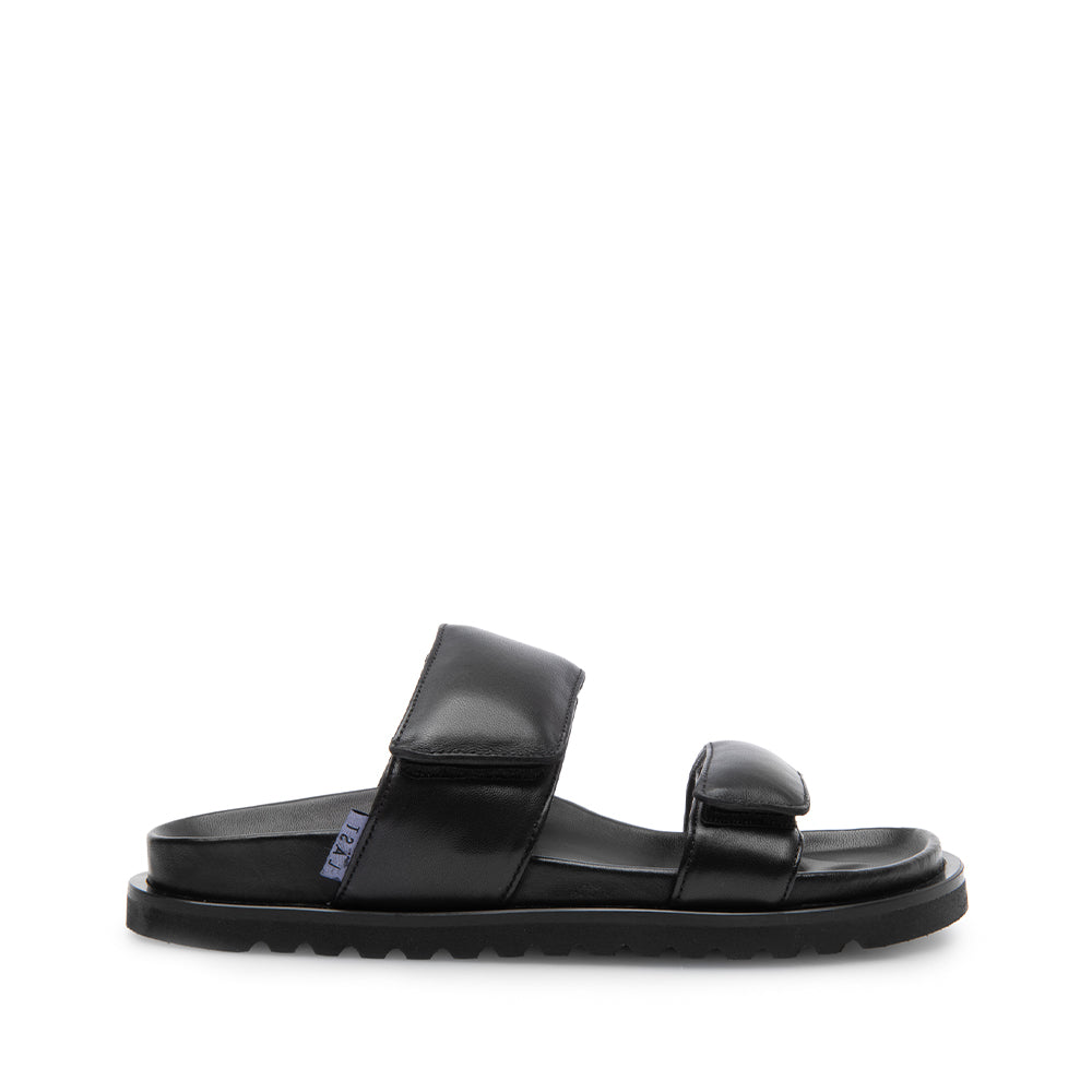Corine Black Leather Puffy Sandals LAST1516 - 1