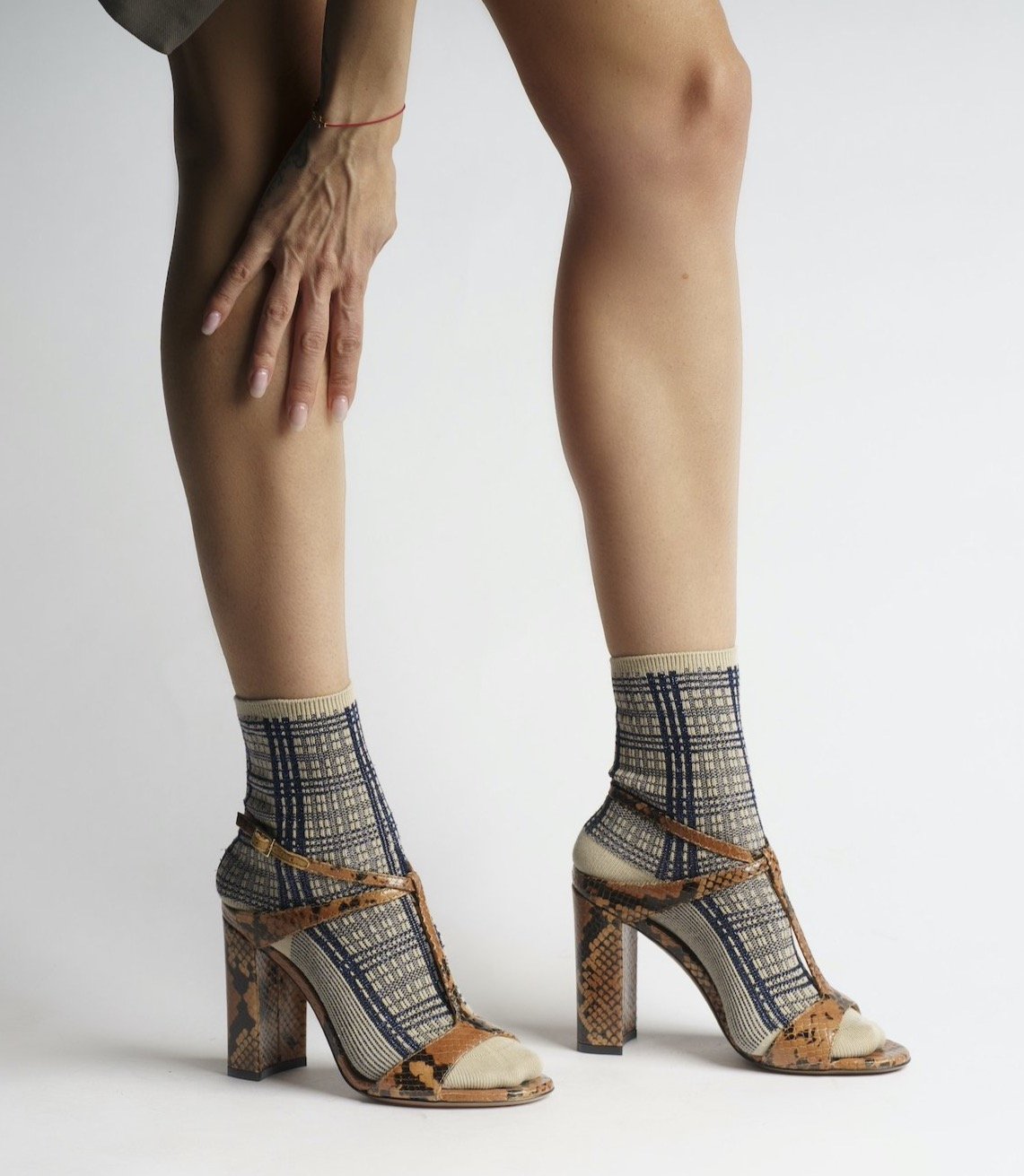 Open Toe Sandals In Cigar Python Print Leather - 7