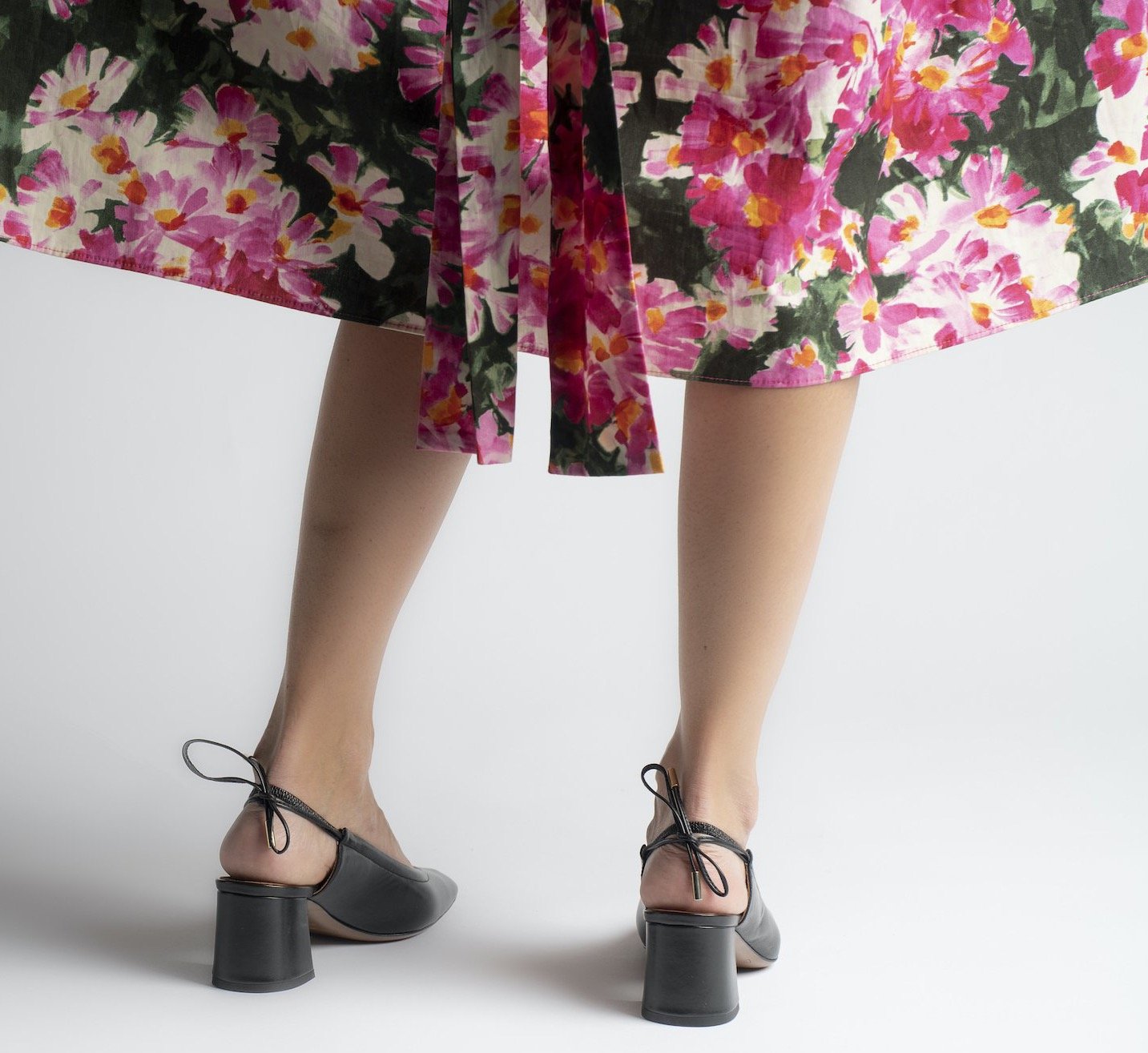 Slingback Shoes In Lux Black Nappa Heels - 7