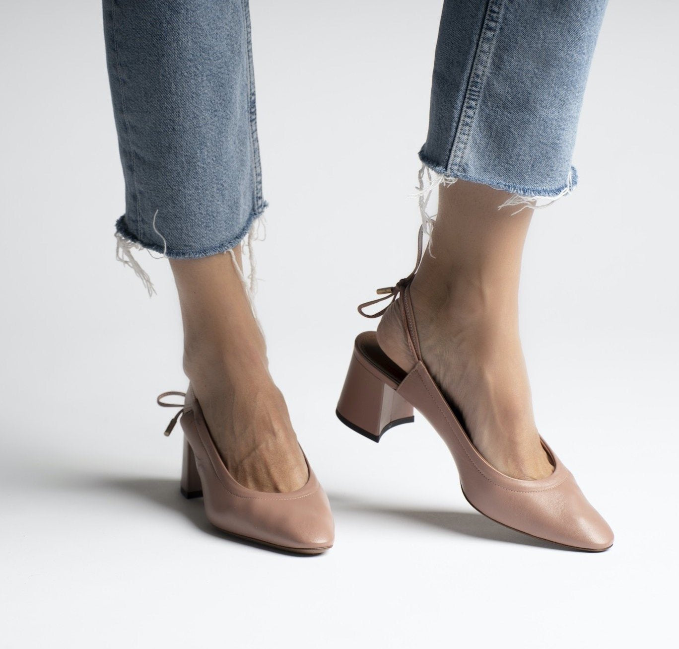 Slingback Shoes In Antique Rose Nappa Heels - 7
