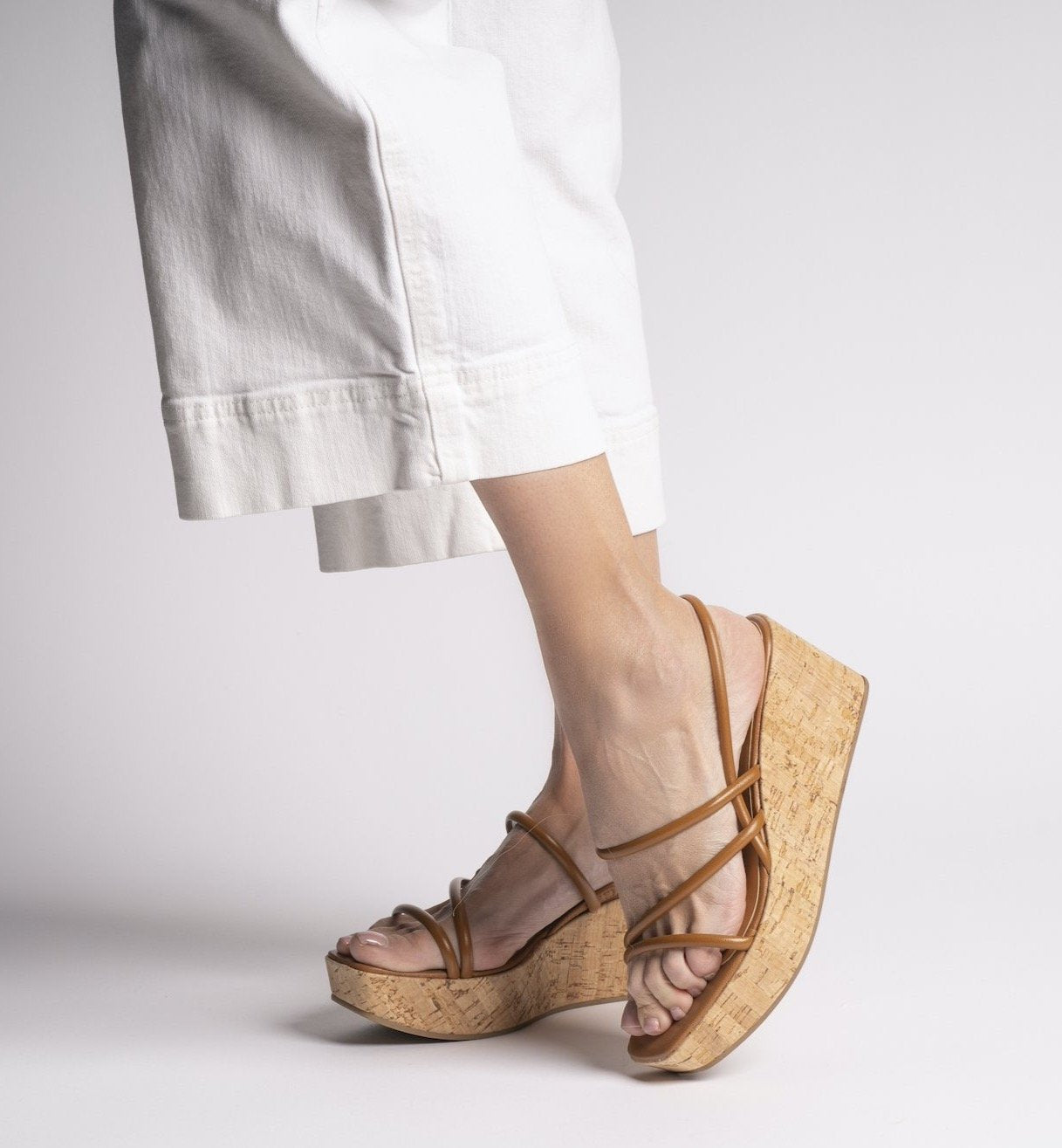 Effe Cognac Cork Platform Sandals - 2