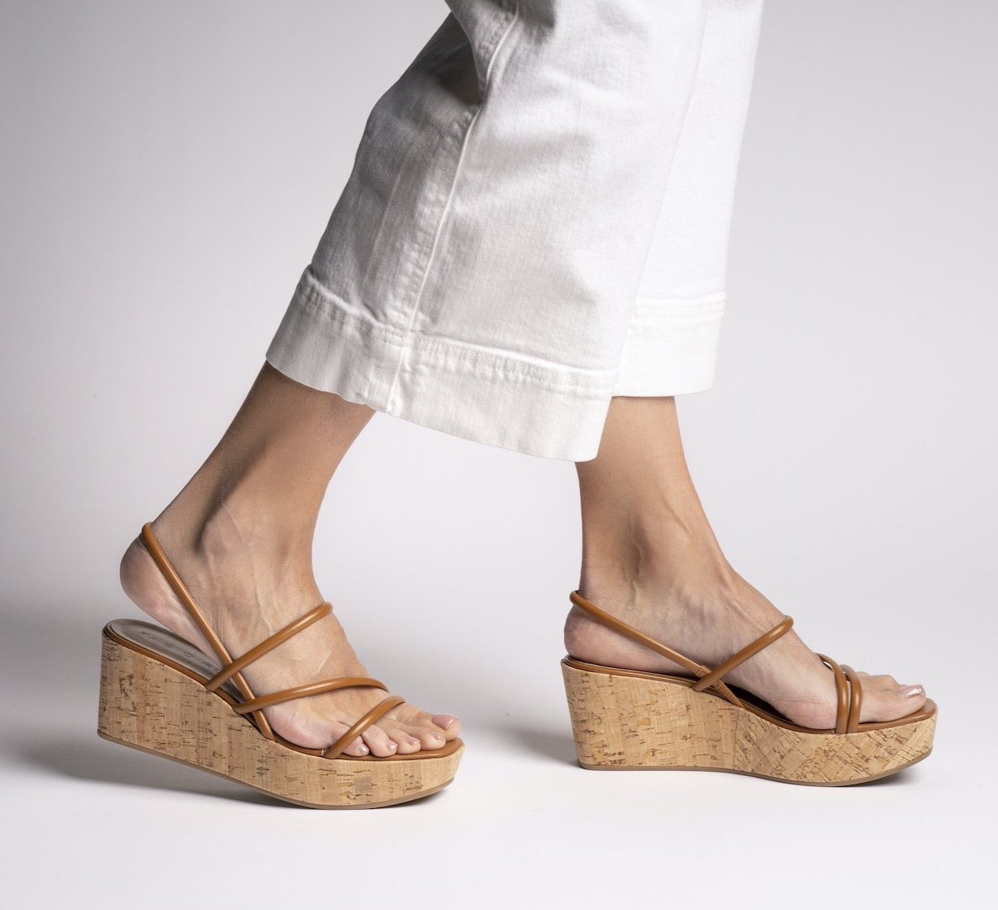 Effe Cognac Cork Platform Sandals - 3