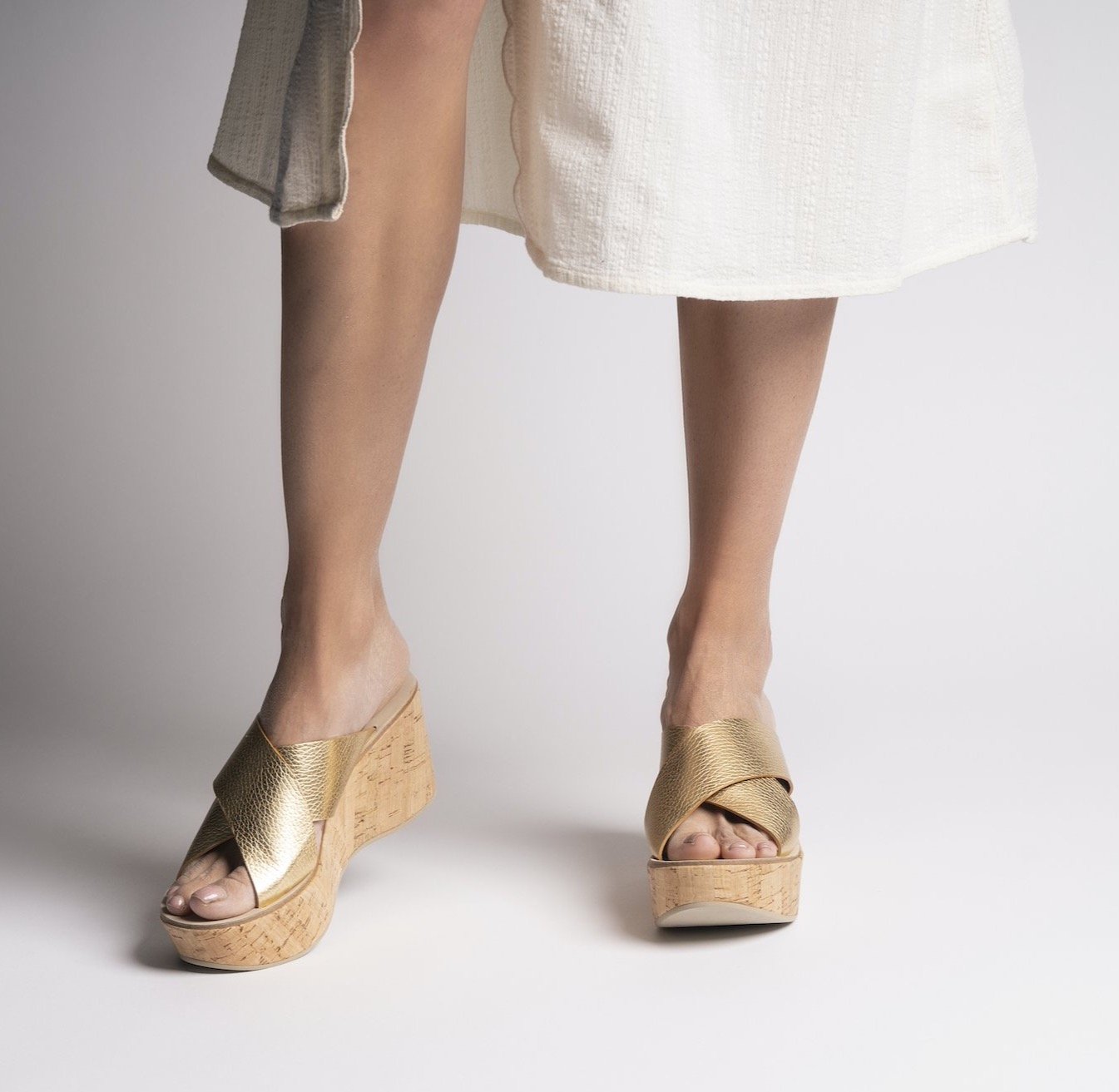 Dora Gold Cork Platform Sandals - 3