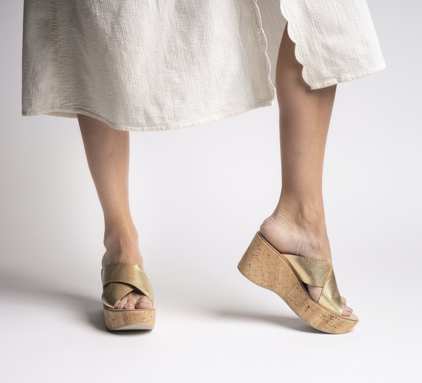 Dora Gold Cork Platform Sandals - 2