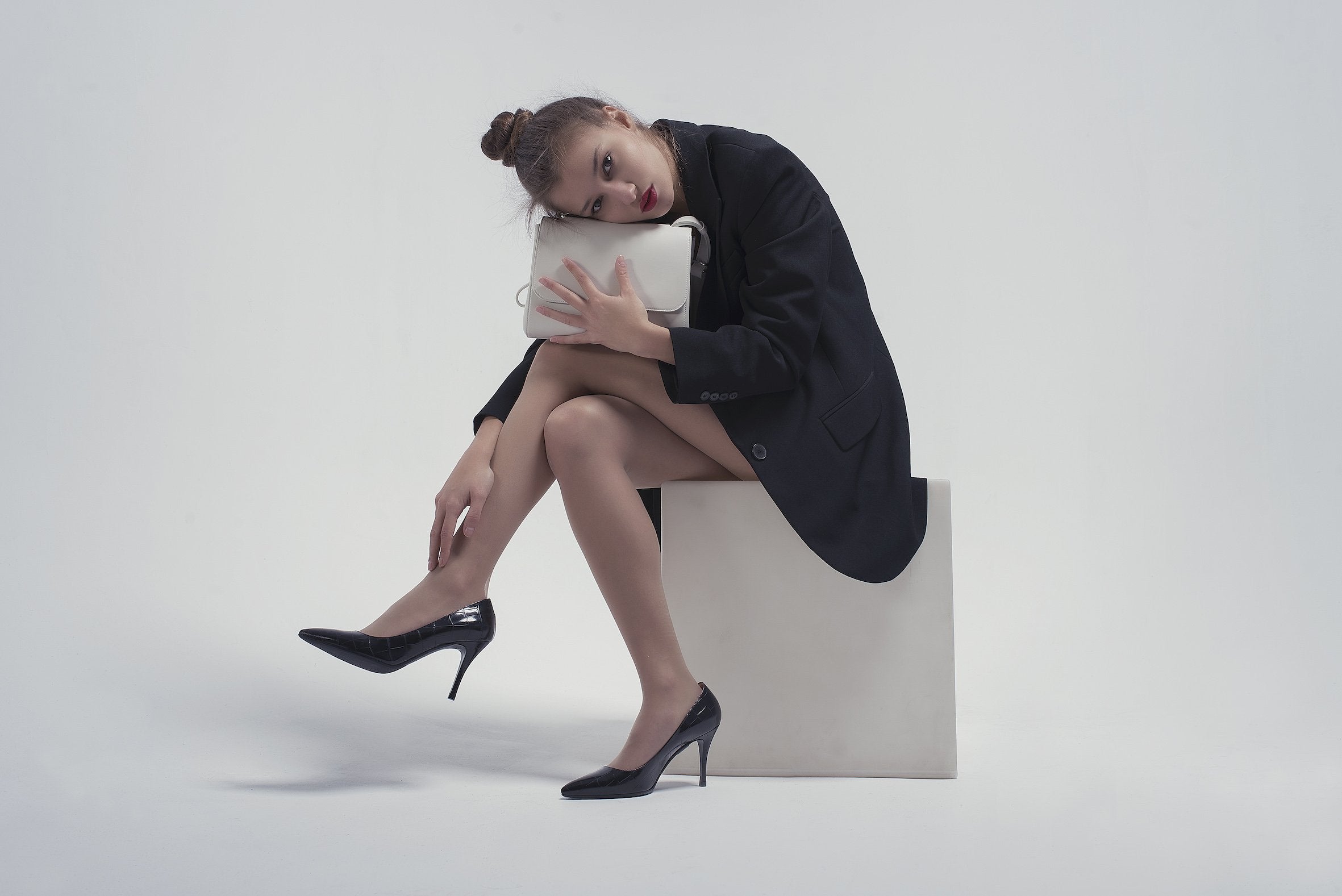 Vita Black Croco Heels - 6